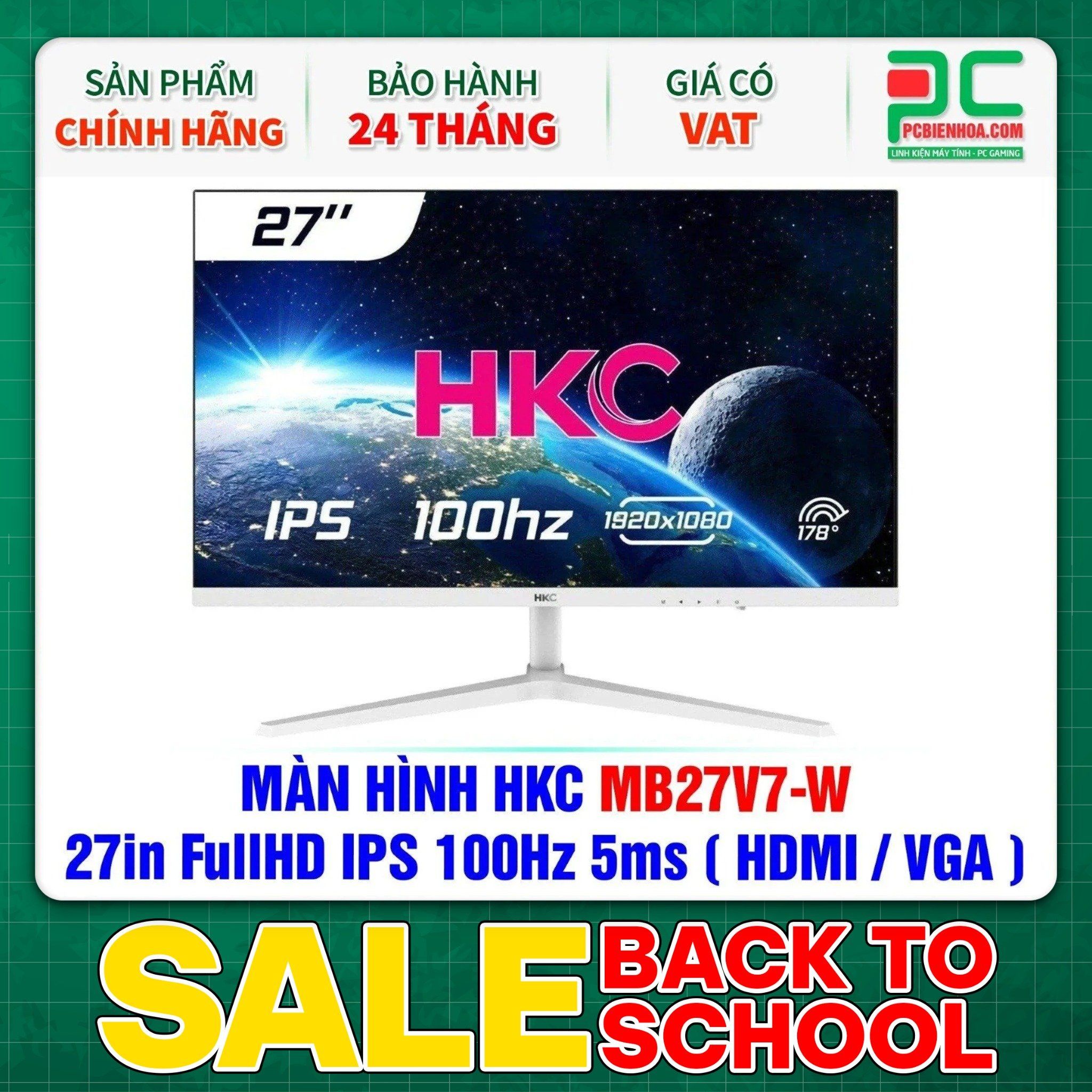 MÀN HÌNH HKC MB27V7-W MÀU TRẮNG - 27in FullHD IPS 100Hz 5ms ( HDMI / VGA )