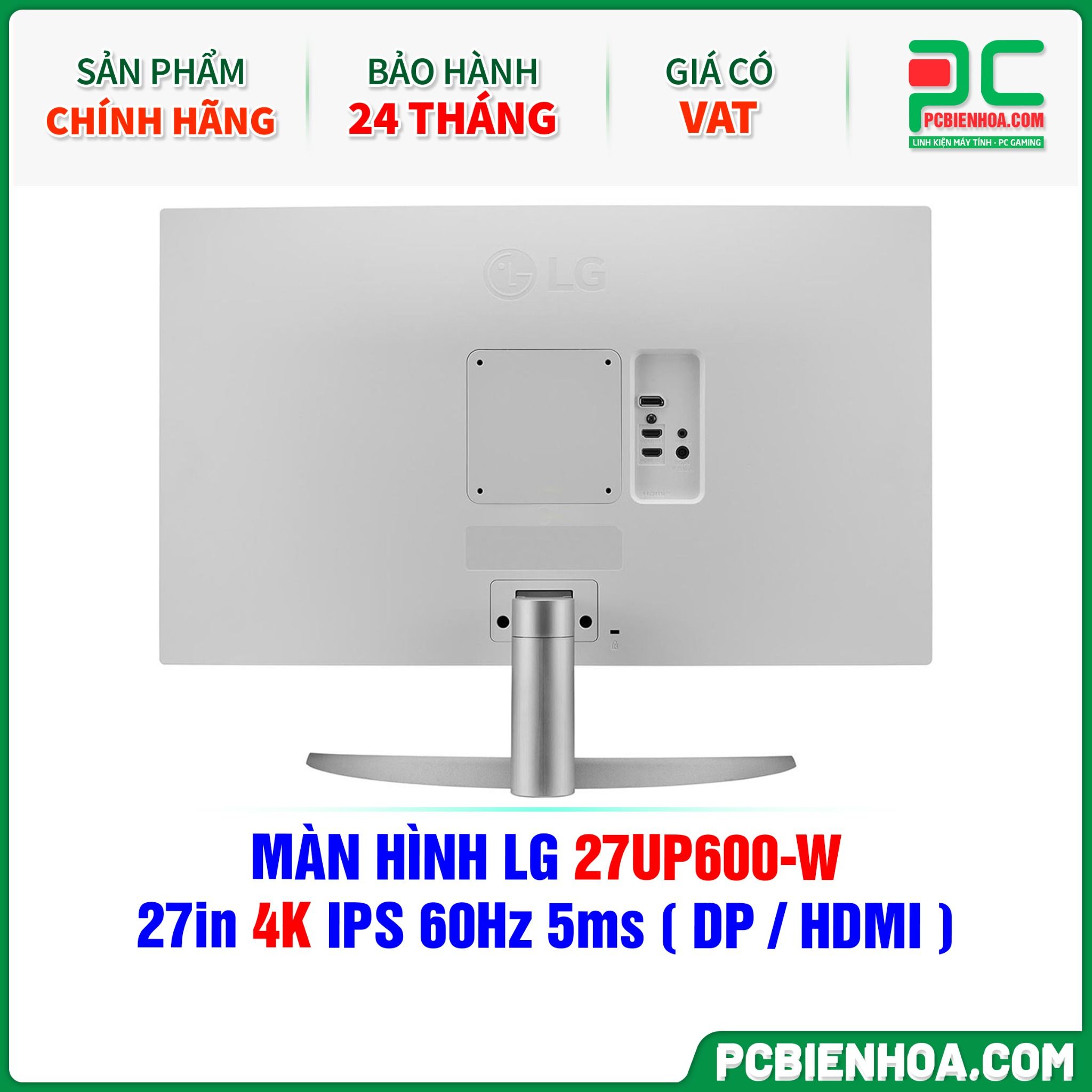 MÀN HÌNH LG 27UP600-W - 27in 4K IPS 60Hz 5ms ( DP / HDMI )