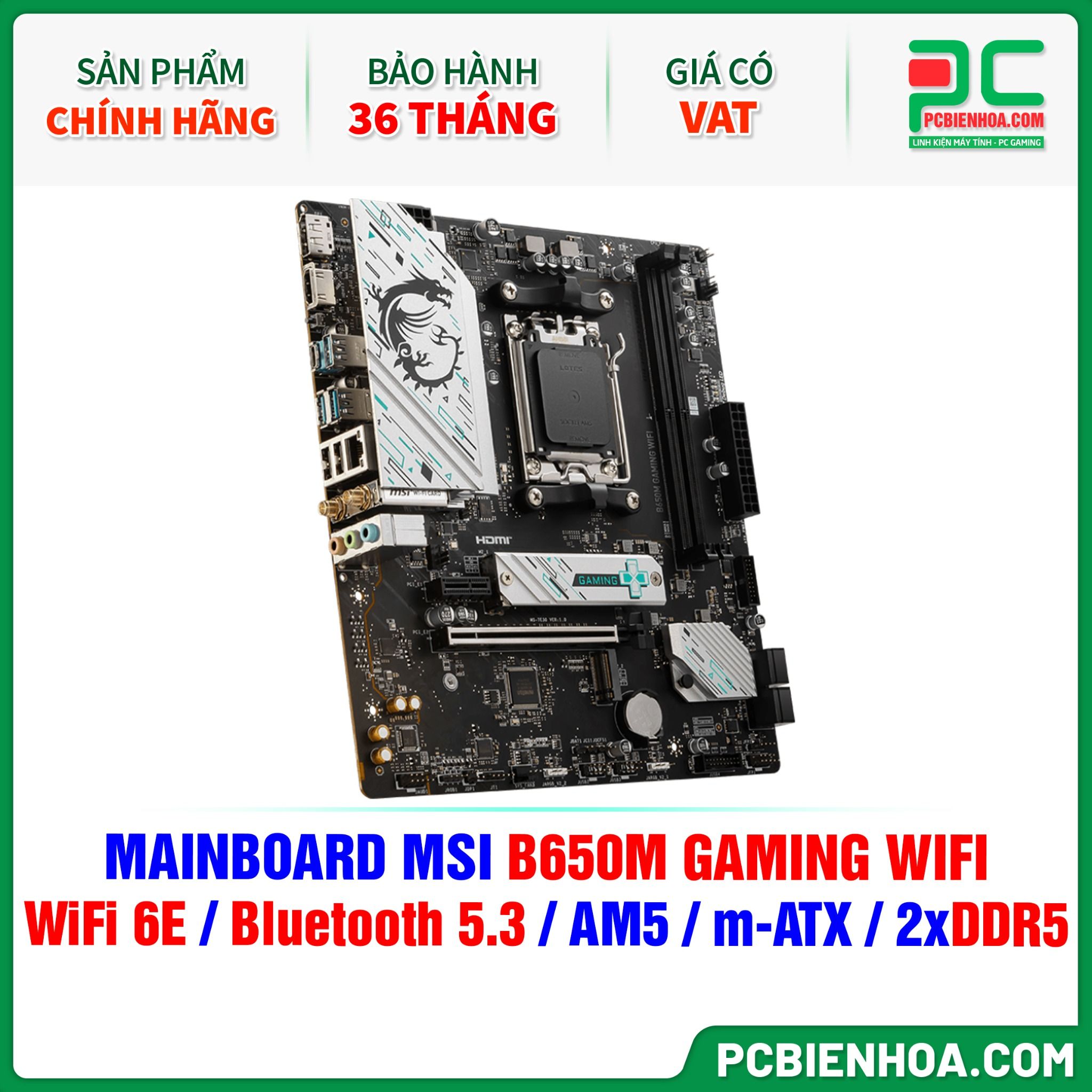 DDR5 - MAINBOARD MSI B650M GAMING WIFI ( WiFi 6E / Bluetooth 5.3 / AM5 / m-ATX / 2xDDR5 )