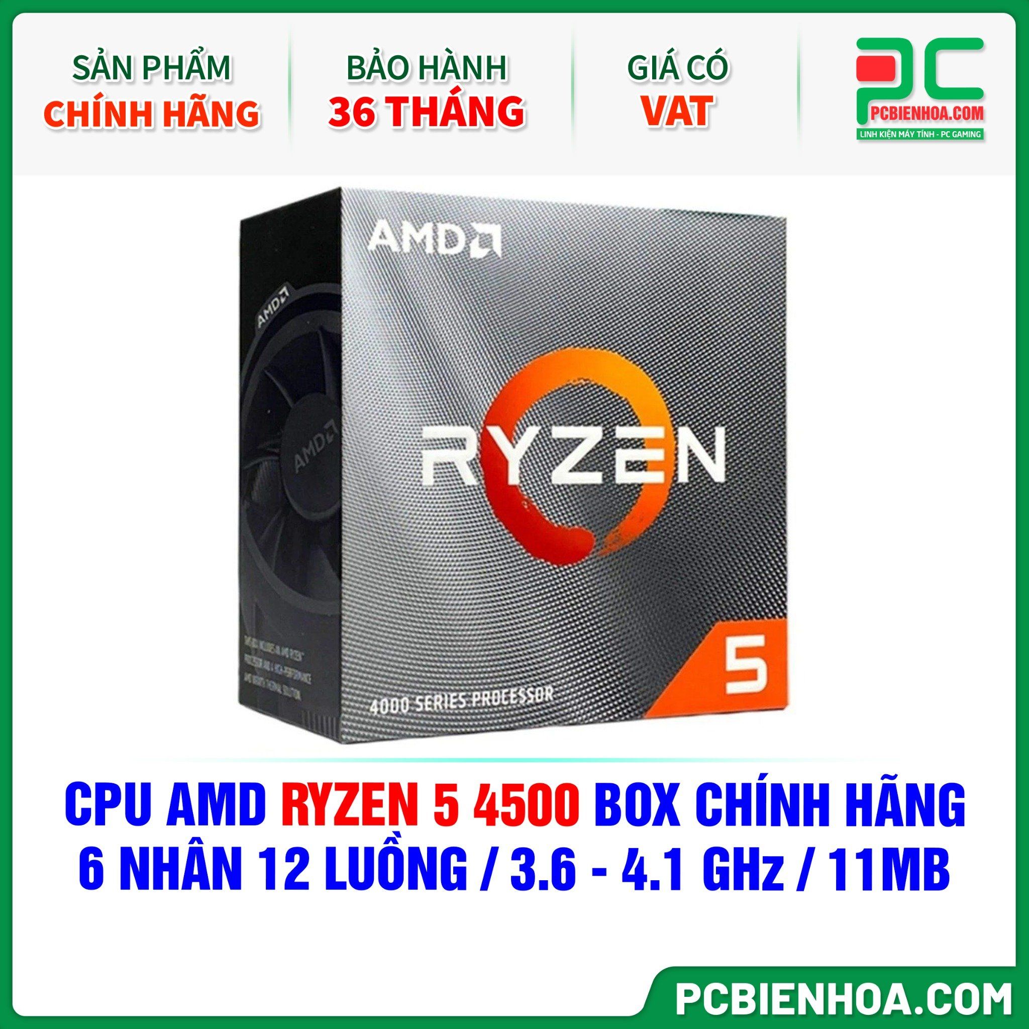 CPU AMD Ryzen 5 4500 BOX CHÍNH HÃNG ( 6 NHÂN 12 LUỒNG / 3.6 - 4.1 GHz / 11MB )