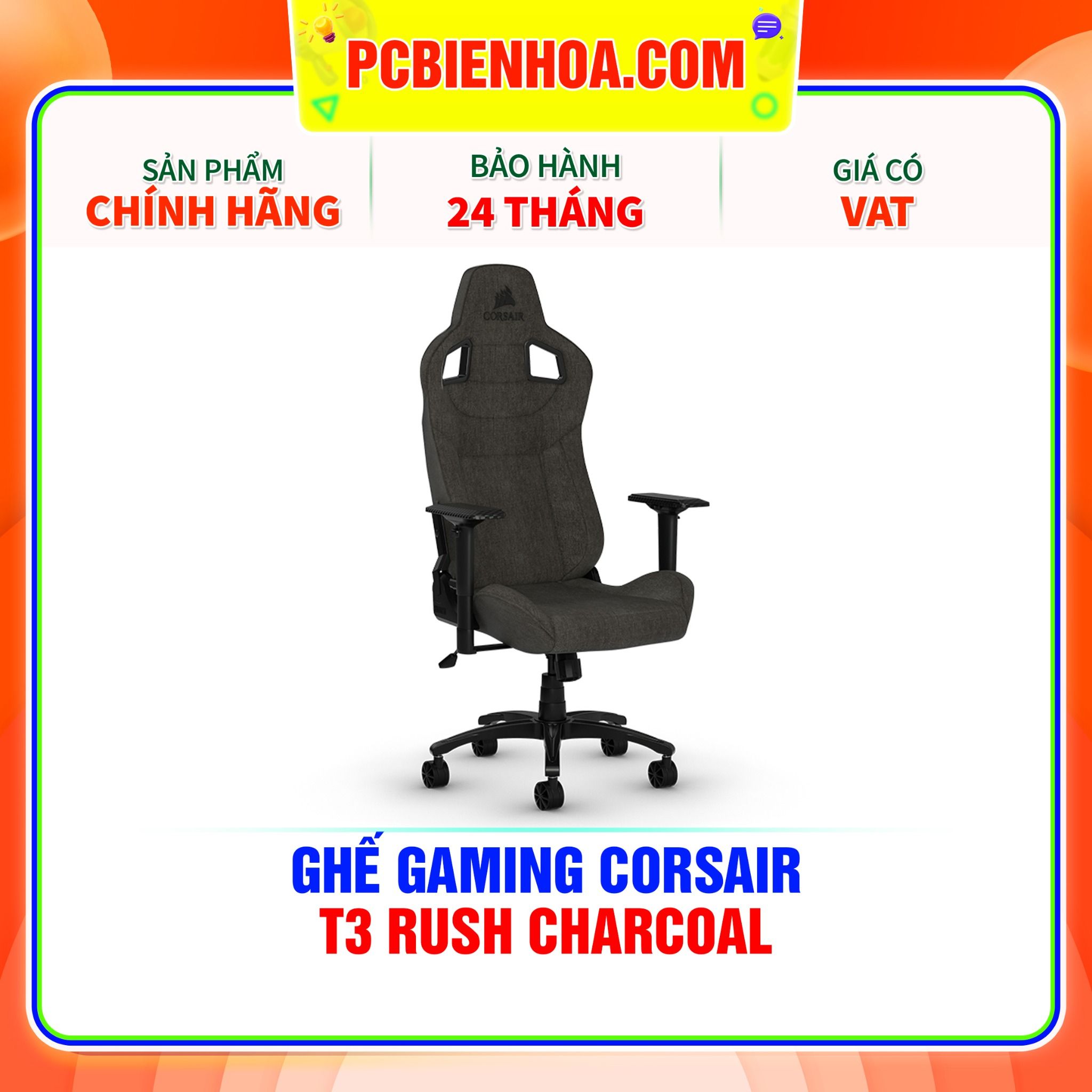  GHẾ GAMING CORSAIR T3 RUSH CHARCOAL 