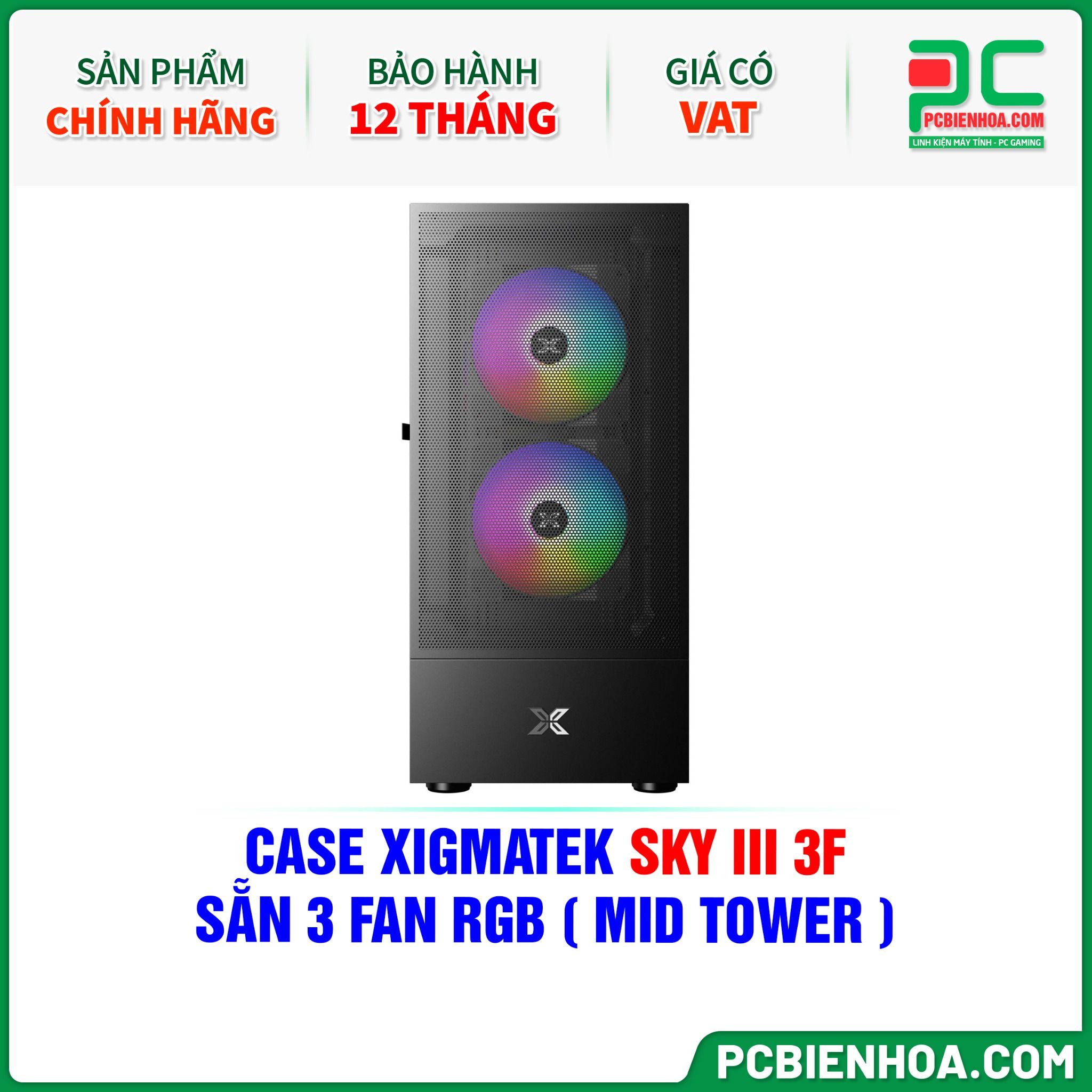 CASE XIGMATEK SKY III 3F - SẴN 3 FAN RGB ( MID TOWER - EN47695 )