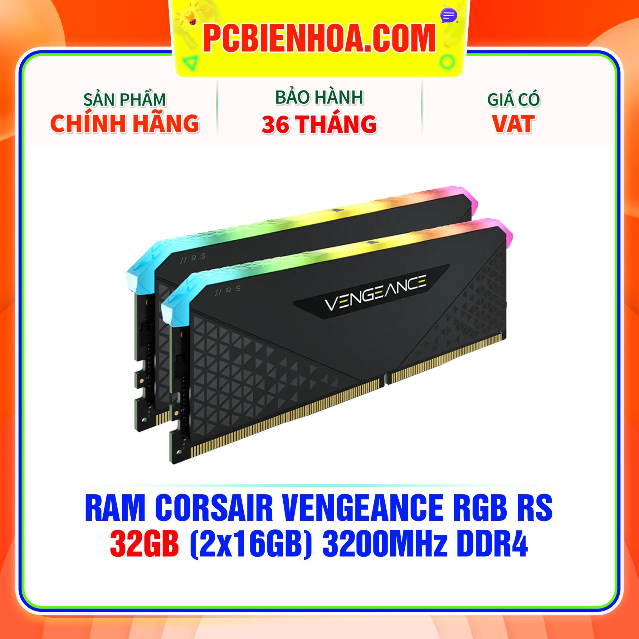  RAM CORSAIR VENGEANCE RGB RS 32GB (2x16GB) 3200MHz DDR4 (CMG32GX4M2E3200C16) 