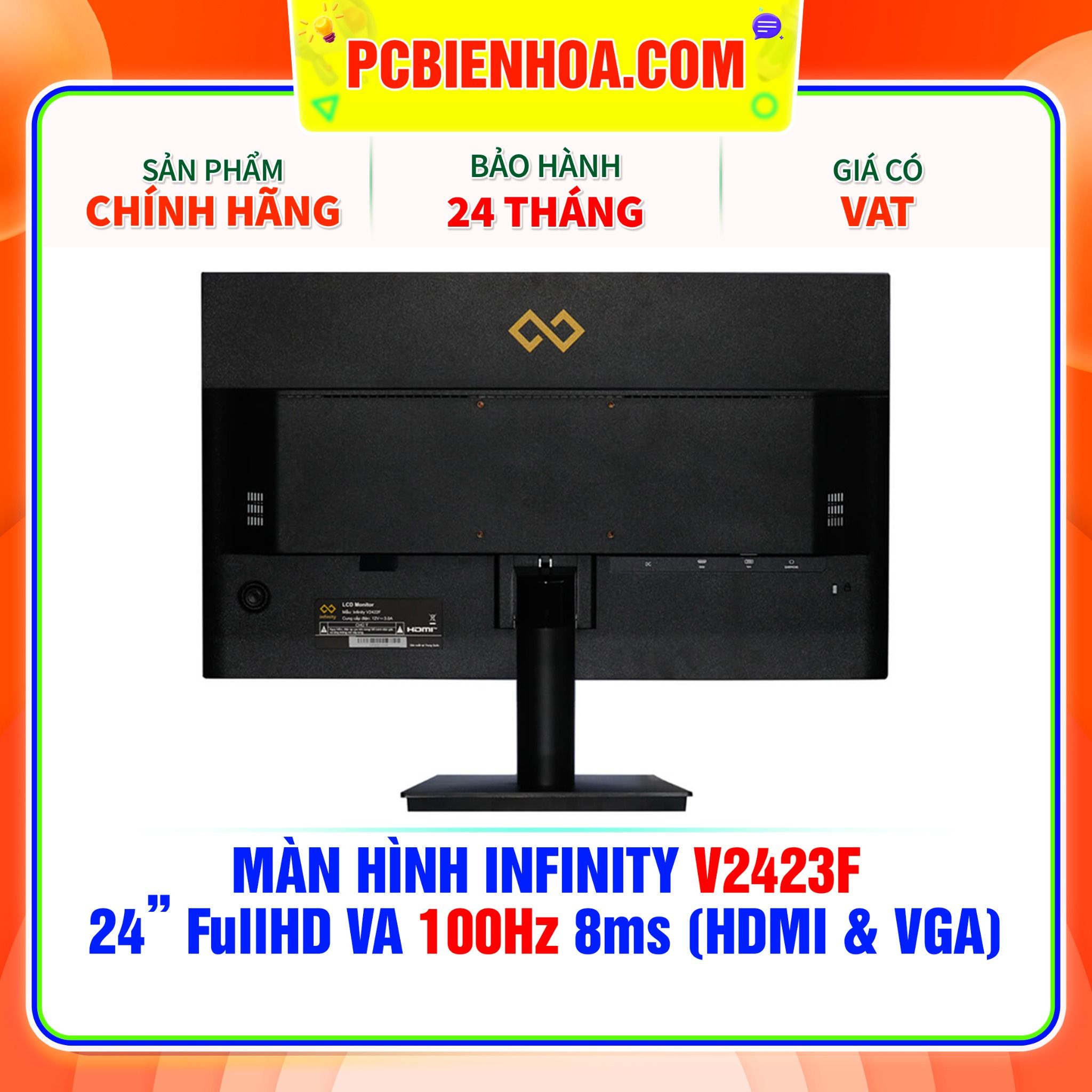  MÀN HÌNH INFINITY V2423F 24in FullHD 100Hz VA 8MS ( HDMI / VGA ) 