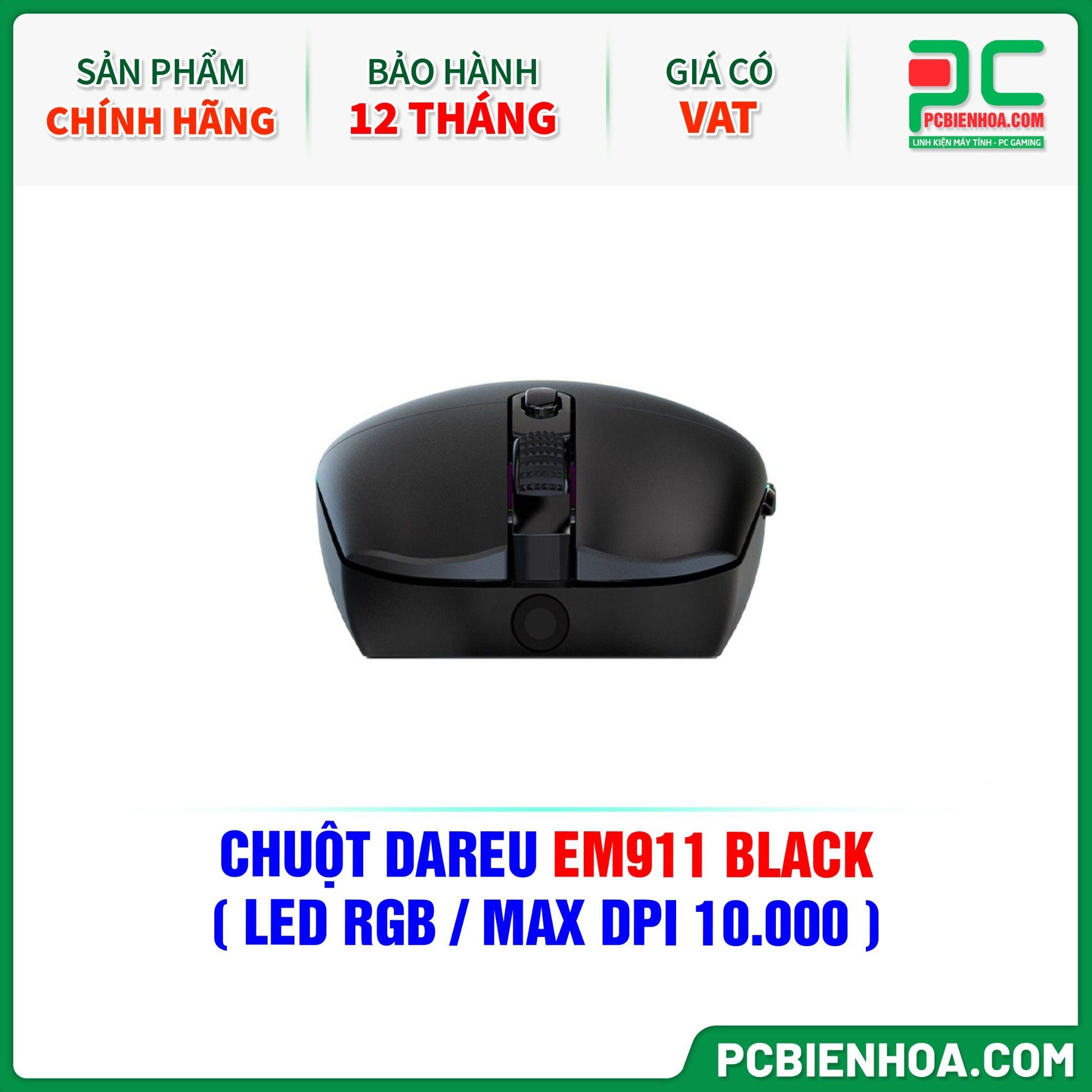 CHUỘT DAREU EM911 BLACK ( LED RGB / MAX DPI 10.000 )