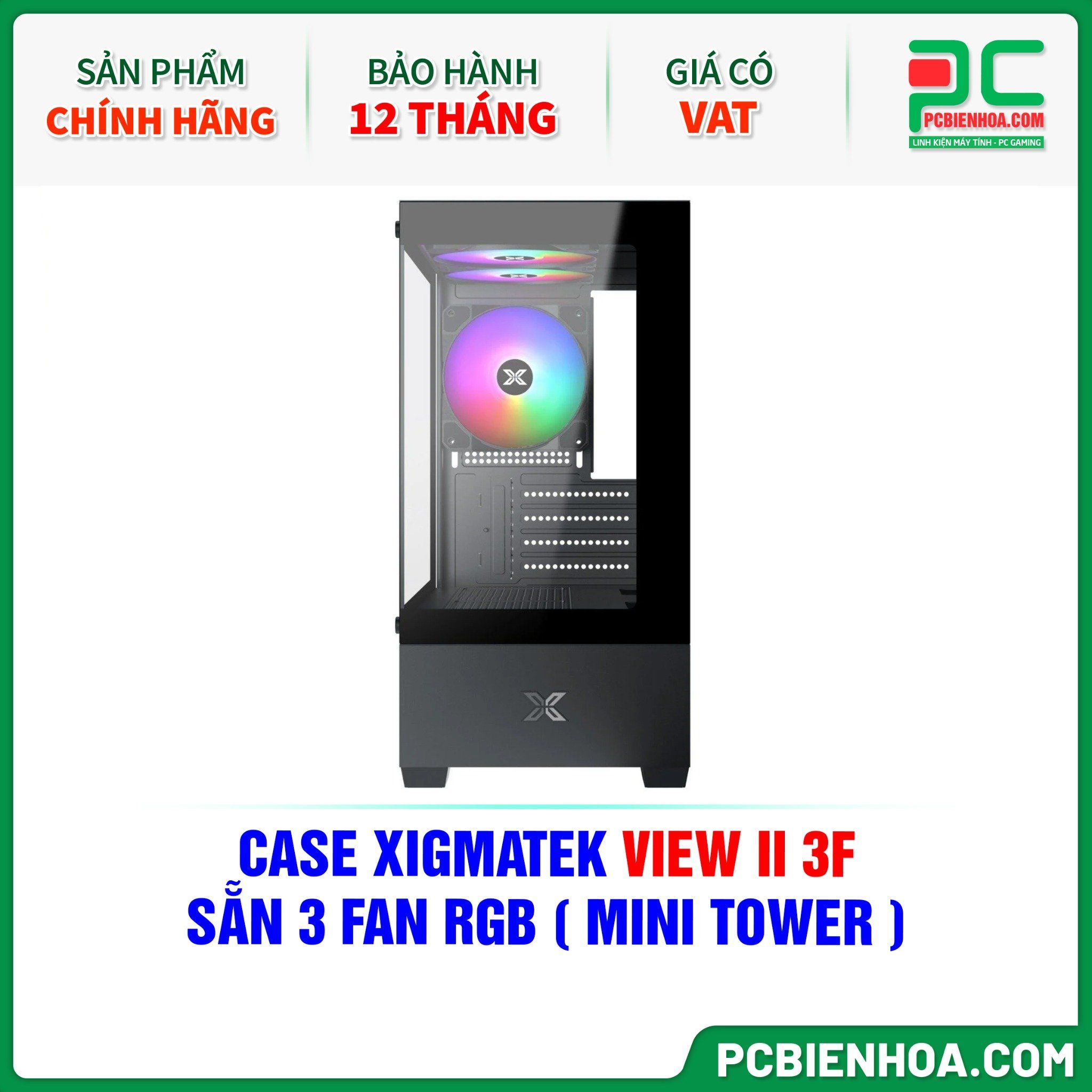 CASE XIGMATEK VIEW II 3F - SẴN 3 FAN RGB ( MINI TOWER - EN46247 )