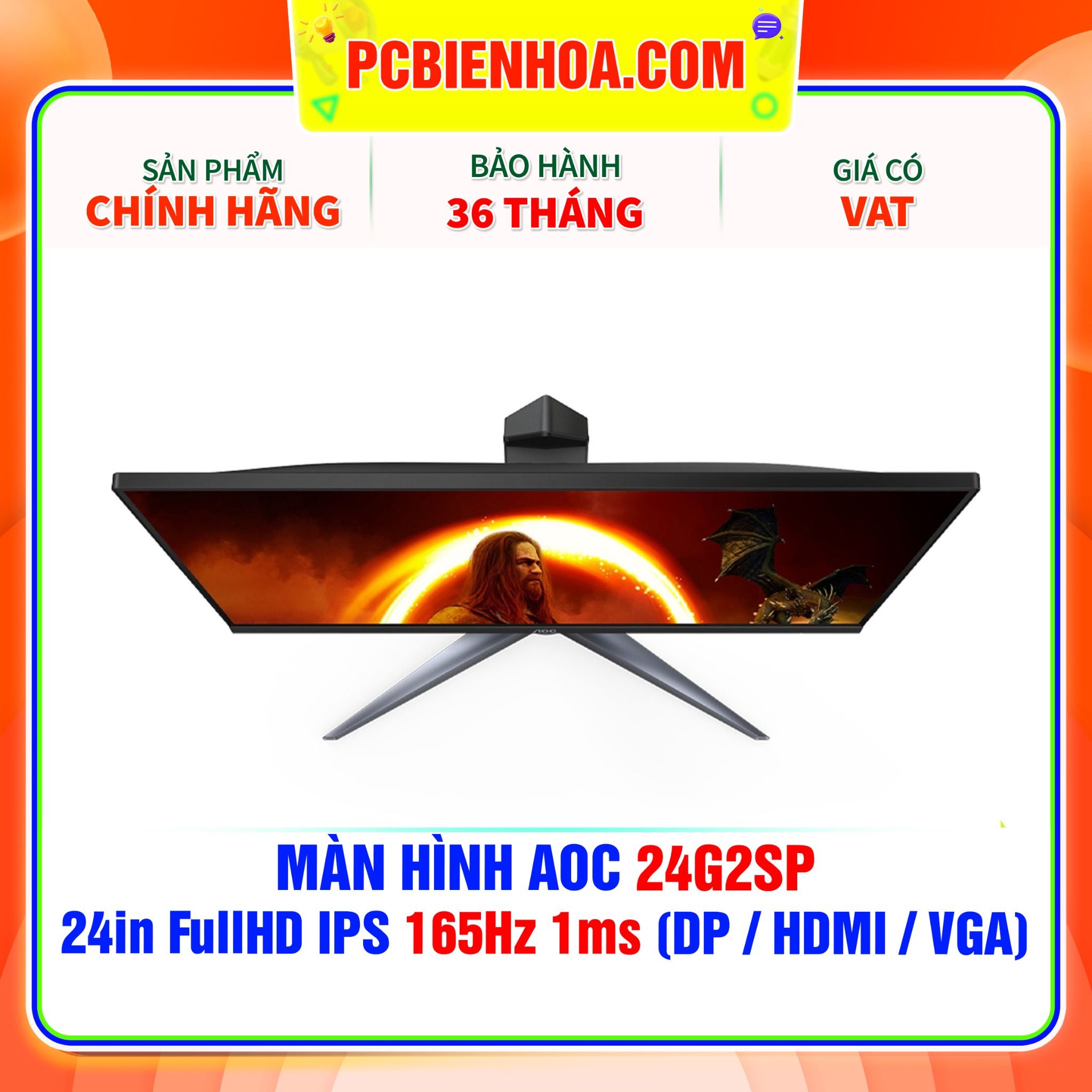  MÀN HÌNH AOC 24G2SP - 24in FullHD IPS 165Hz 1ms ( DP / HDMI / VGA ) 