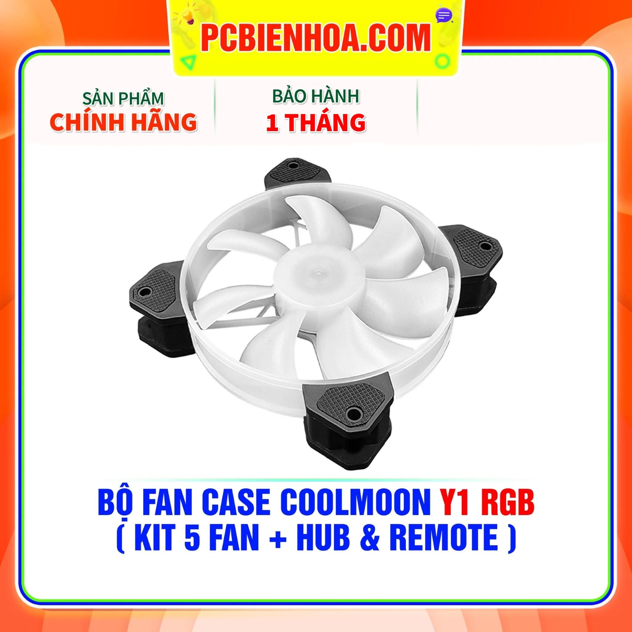  BỘ FAN CASE COOLMOON Y1 RGB ( KIT 5 FAN + HUB & REMOTE ) 