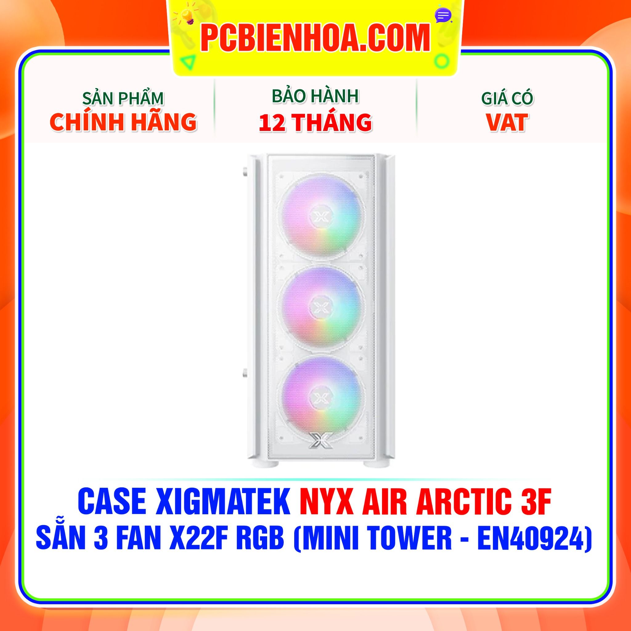  CASE XIGMATEK NYX AIR ARCTIC 3F - SẴN 3 FAN X22F RGB ( MINI TOWER - EN40924 ) 