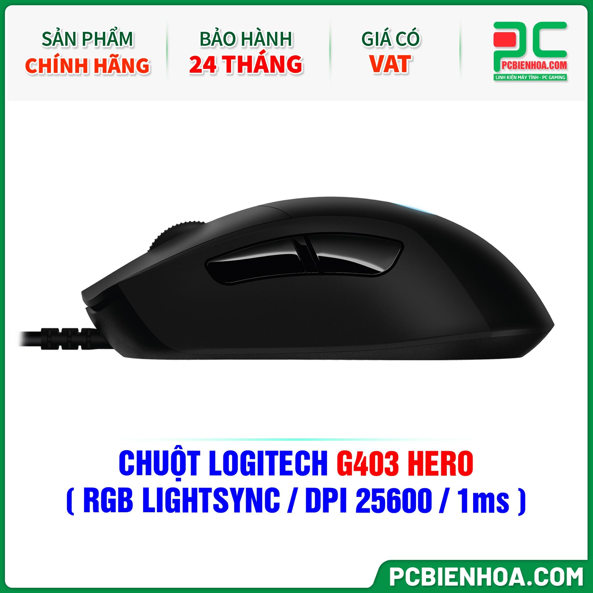 CHUỘT LOGITECH G403 HERO ( RGB LIGHTSYNC / DPI 25600 / 1ms )
