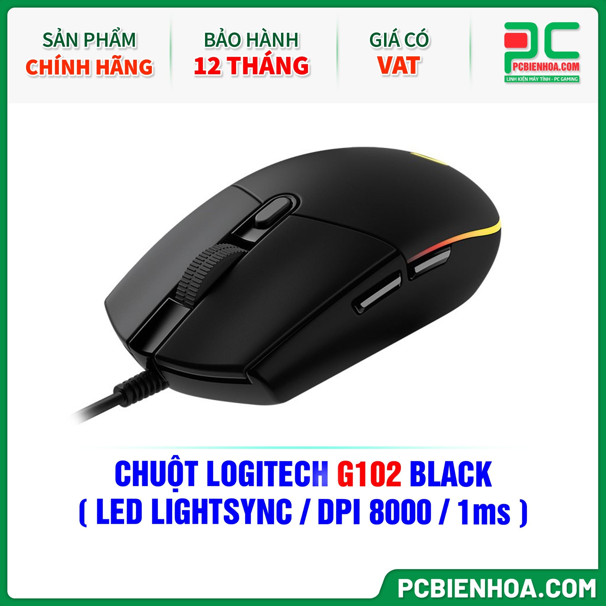 CHUỘT LOGITECH G102 BLACK ( LED LIGHTSYNC / DPI 8000 / 1ms )