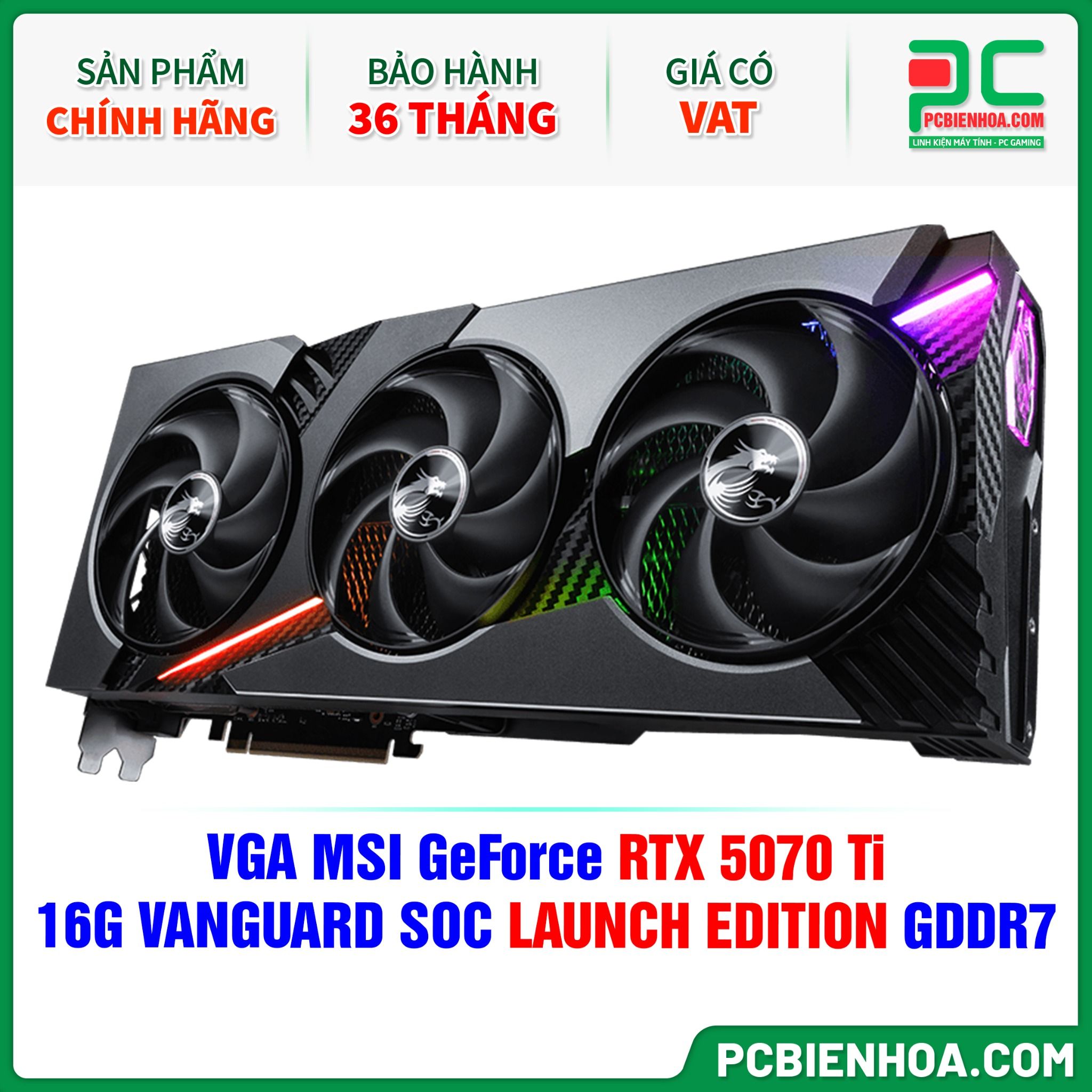 VGA MSI GeForce RTX 5070 Ti 16G VANGUARD SOC LAUNCH EDITION GDDR7