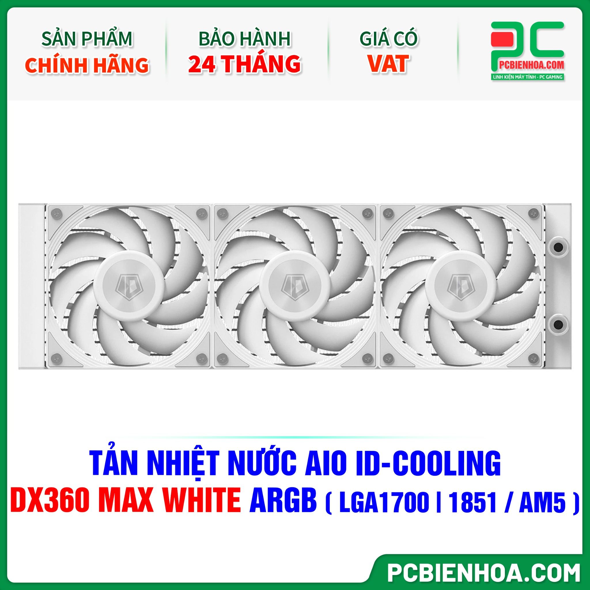 TẢN NHIỆT NƯỚC AIO ID-COOLING DX360 MAX WHITE ARGB ( HỖ TRỢ SOCKET LGA1700|1851 / AM5 )