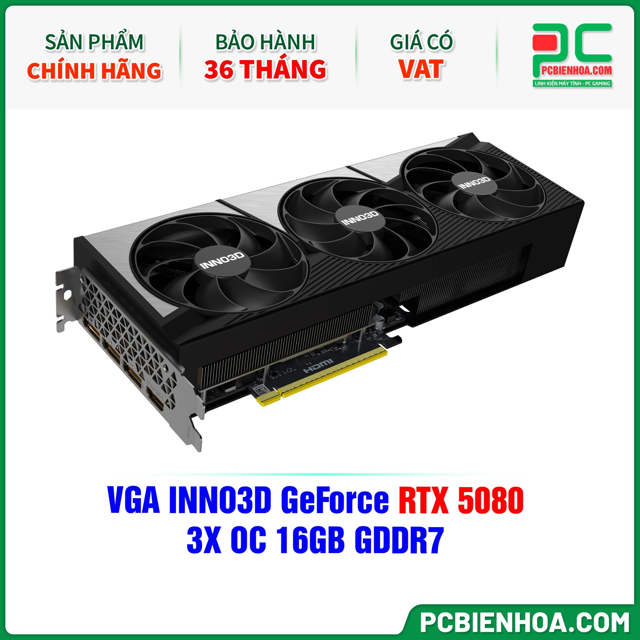 VGA INNO3D GeForce RTX 5080 3X OC 16GB GDDR7