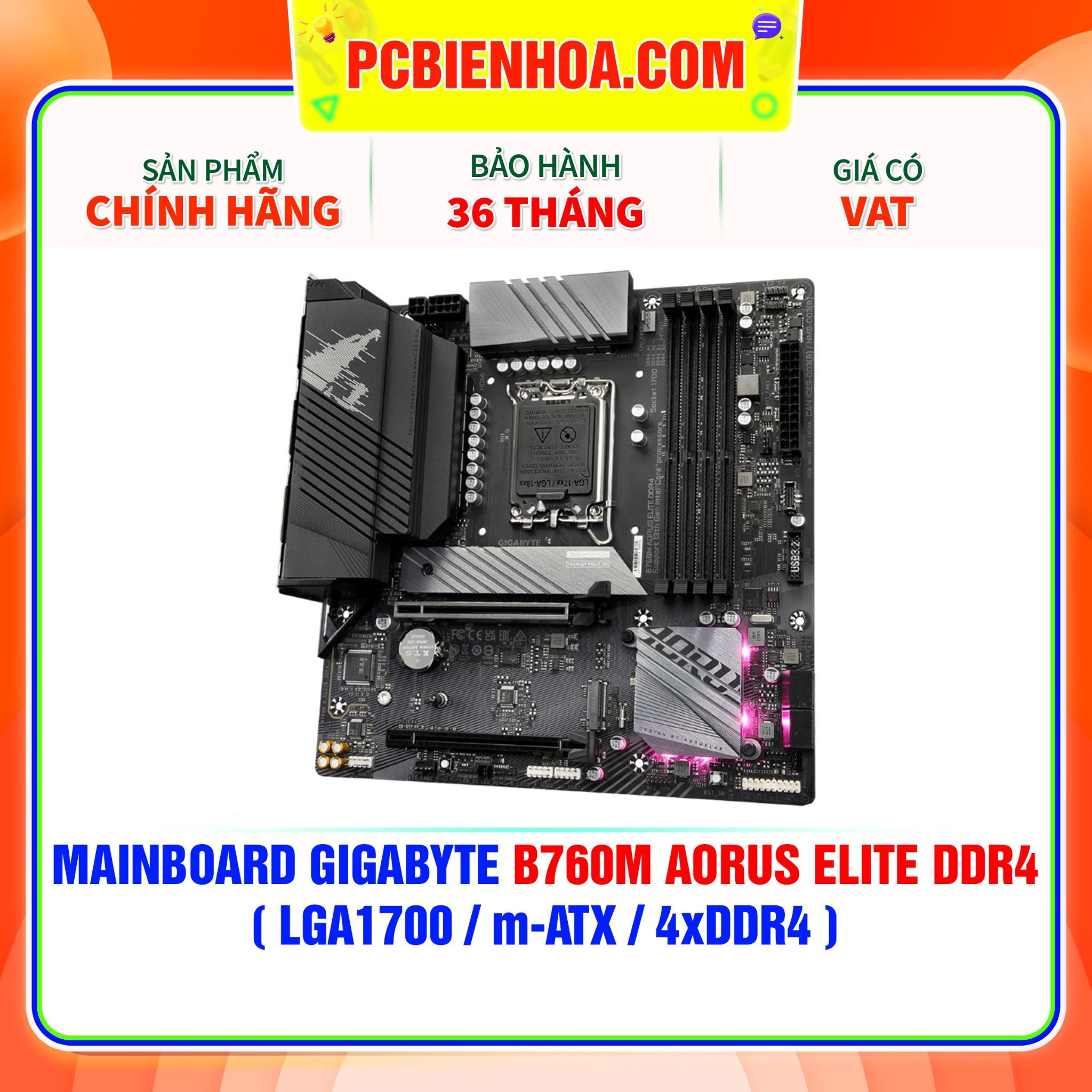  MAINBOARD GIGABYTE B760M AORUS ELITE DDR4 ( LGA1700 / m-ATX / 4xDDR4 ) 