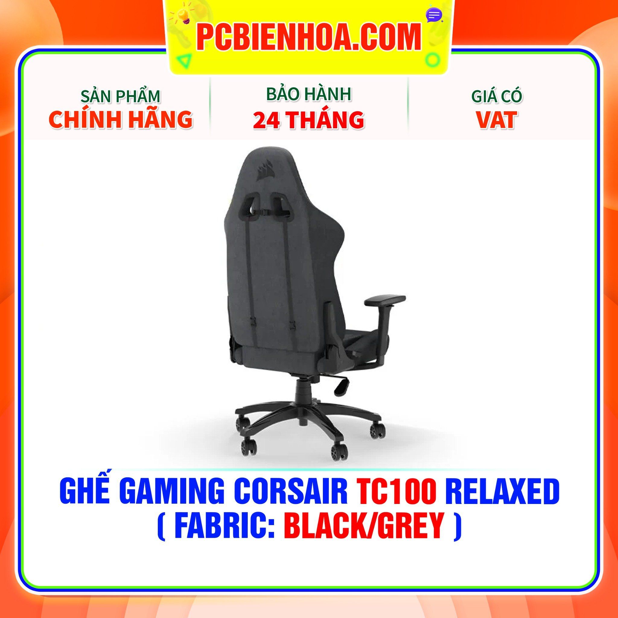  GHẾ GAMING CORSAIR TC100 RELAXED ( FABRIC: BLACK/GREY ) 