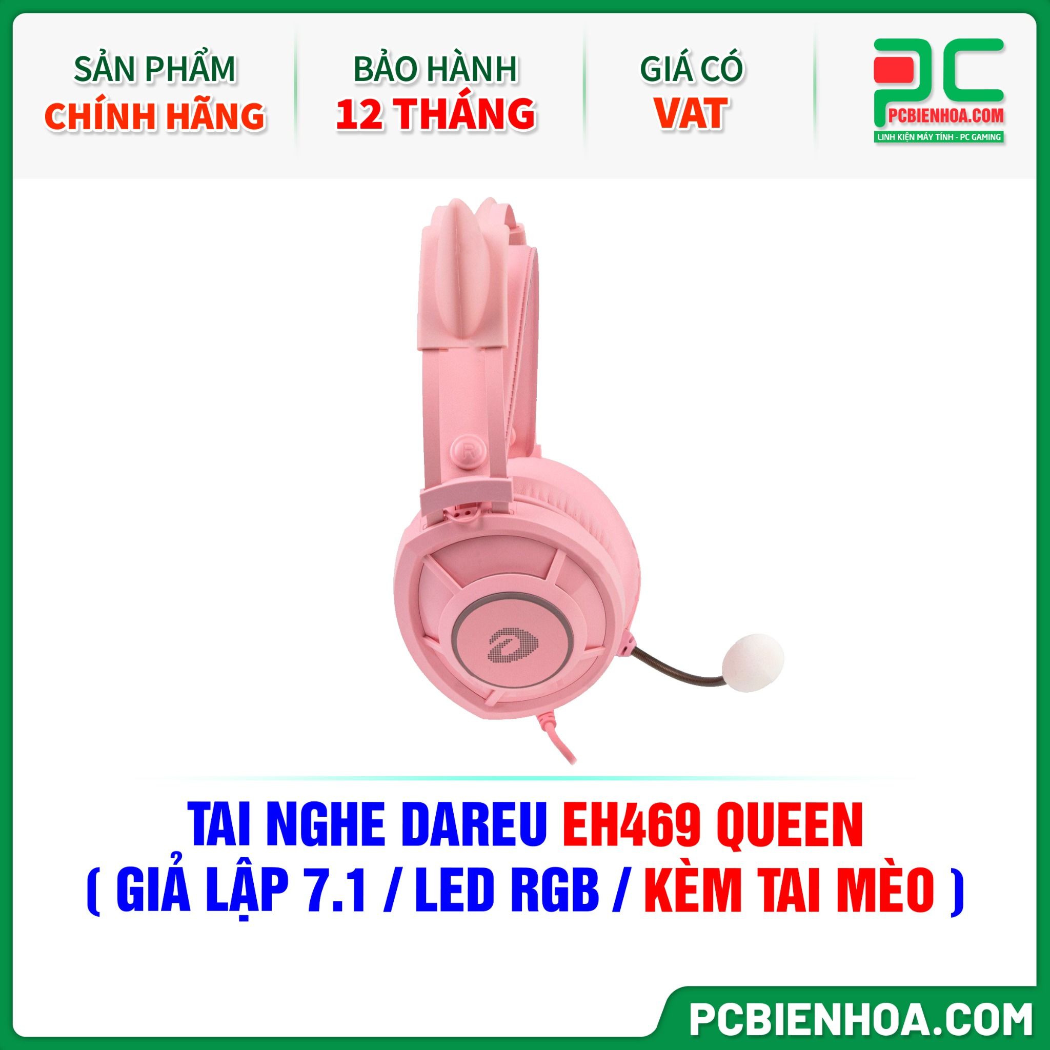 TAI NGHE DAREU EH469 QUEEN ( GIẢ LẬP 7.1 / LED RGB / KÈM TAI MÈO )