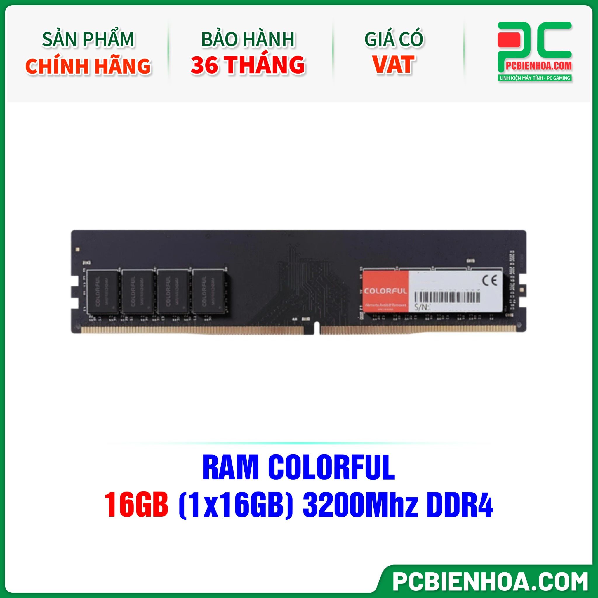 RAM COLORFUL - 16GB (1x16GB) 3200Mhz DDR4