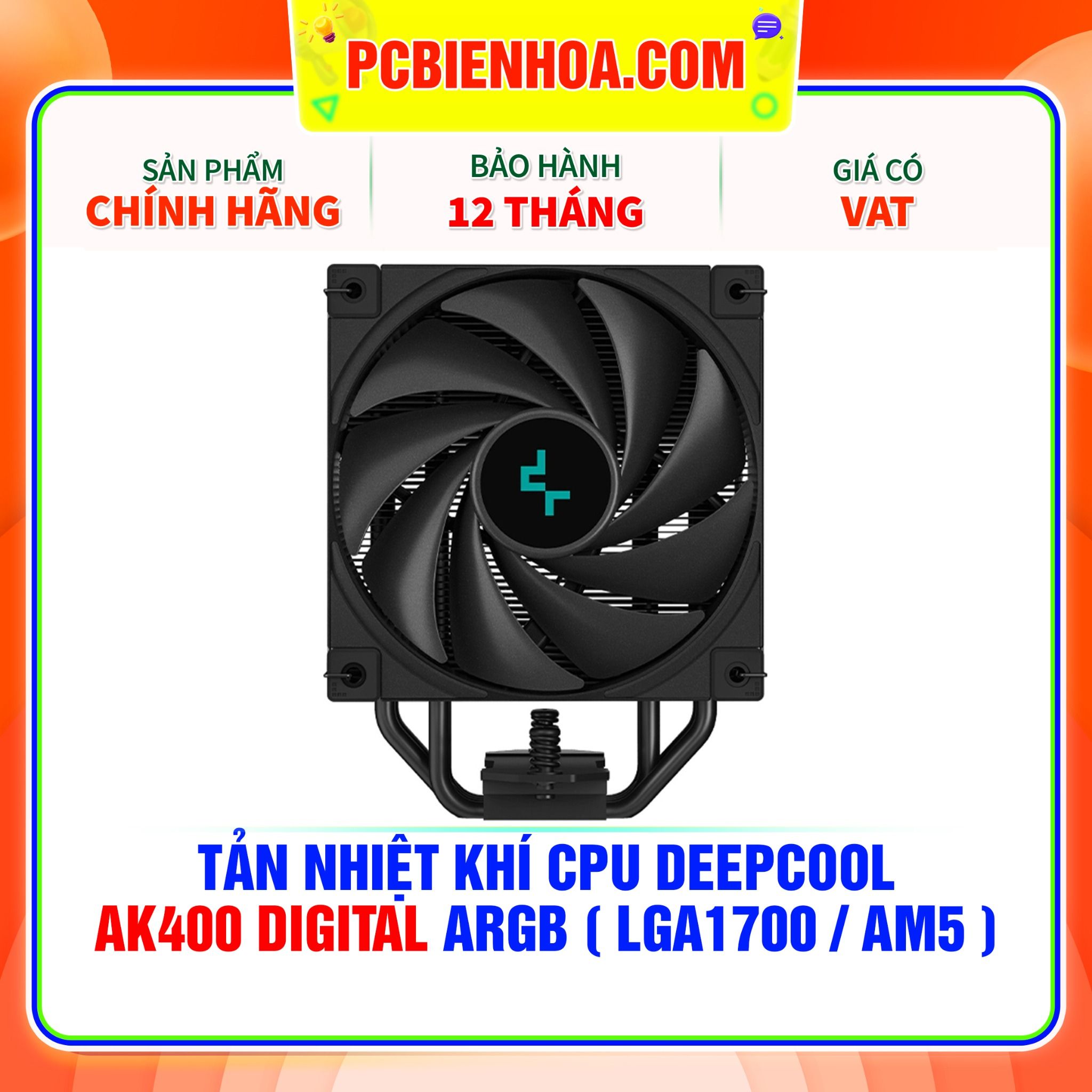  TẢN NHIỆT KHÍ CPU DEEPCOOL AK400 DIGITAL - LED ARGB ( HỖ TRỢ SOCKET LGA1700 / AM5 ) 