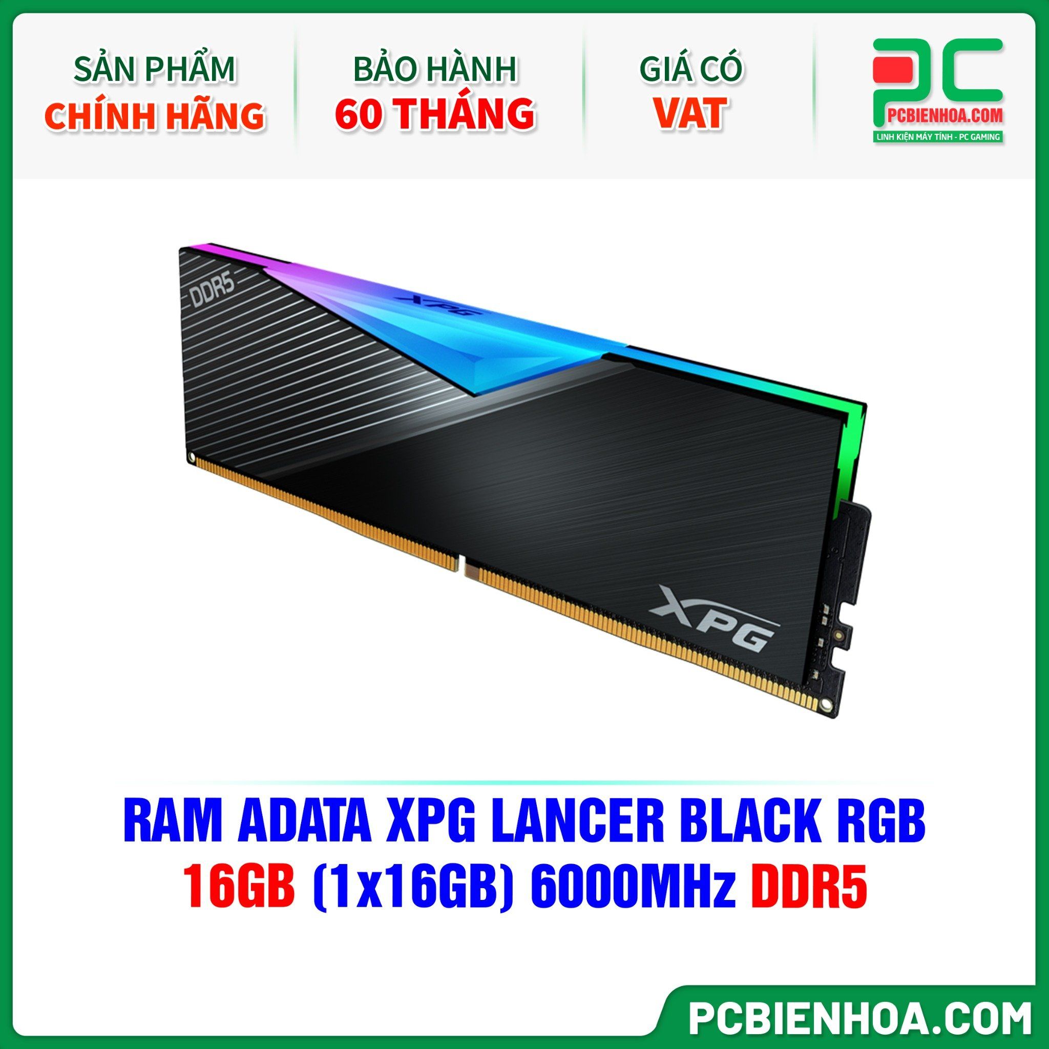RAM ADATA XPG LANCER BLACK RGB - 16GB (1x16GB) 6000MHz DDR5