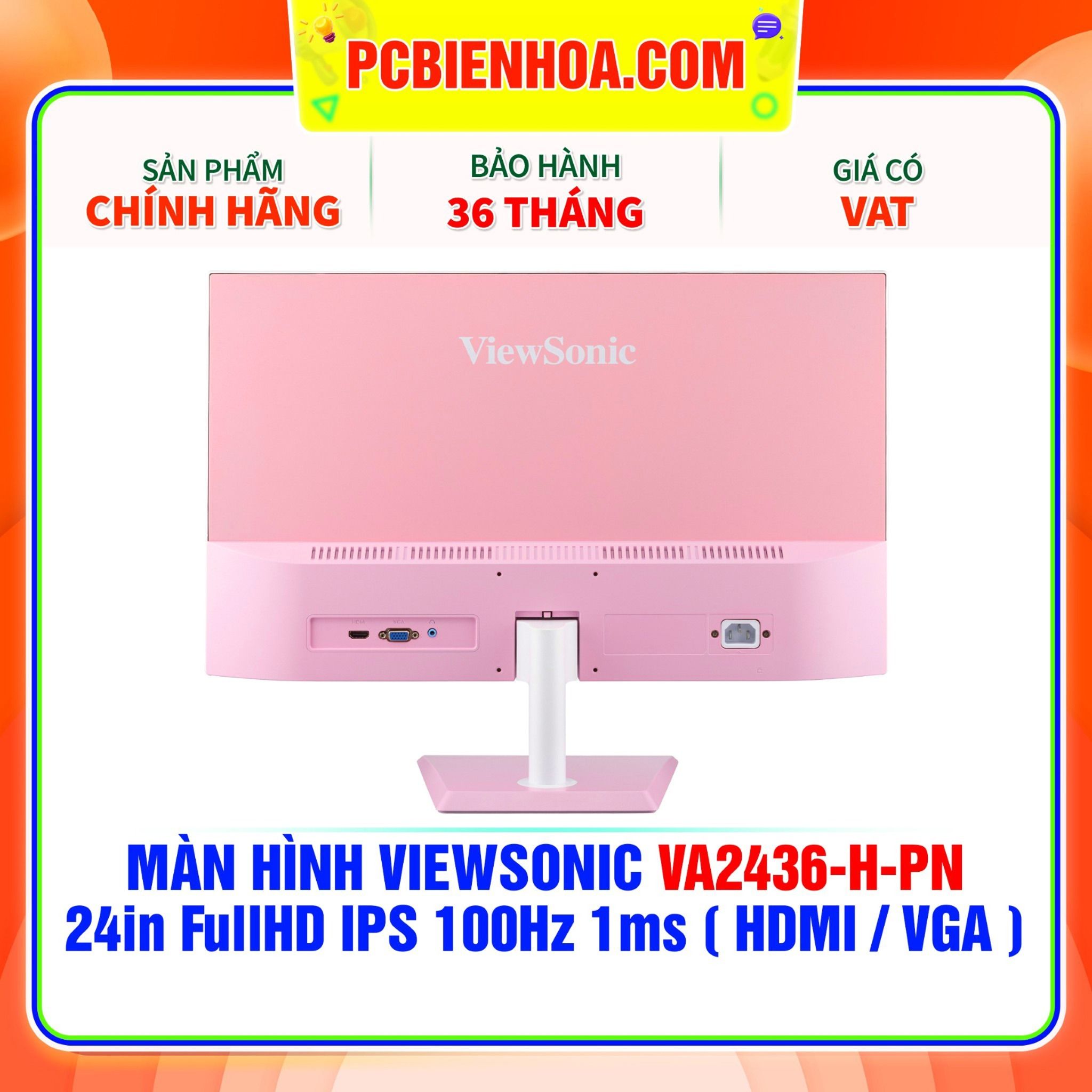  MÀN HÌNH VIEWSONIC VA2436-H-PN MÀU HỒNG 24in FullHD IPS 100Hz 1ms ( HDMI / VGA ) 