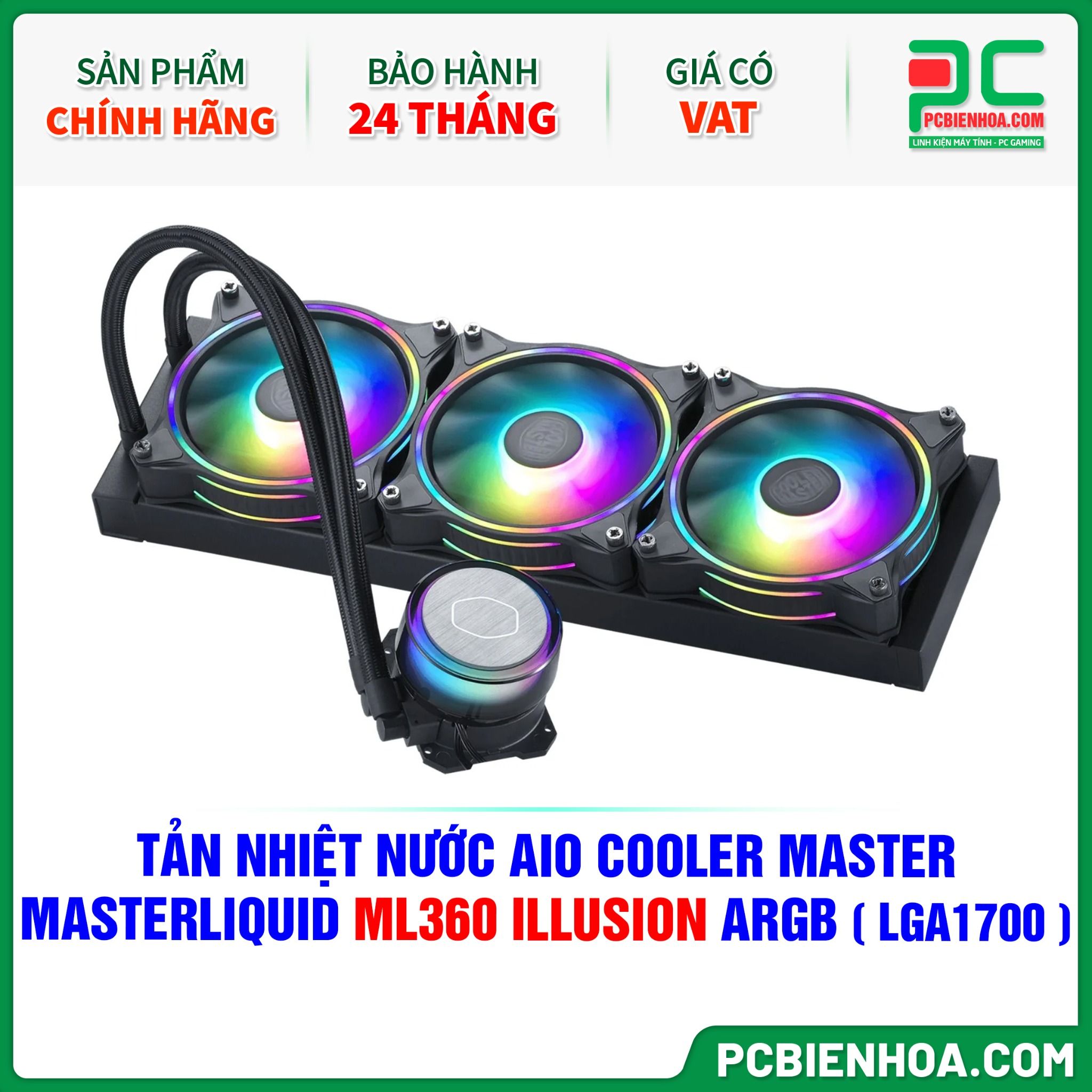 TẢN NHIỆT NƯỚC AIO COOLER MASTER MASTERLIQUID ML360 ILLUSION ARGB ( HỖ TRỢ SOCKET LGA1700 )