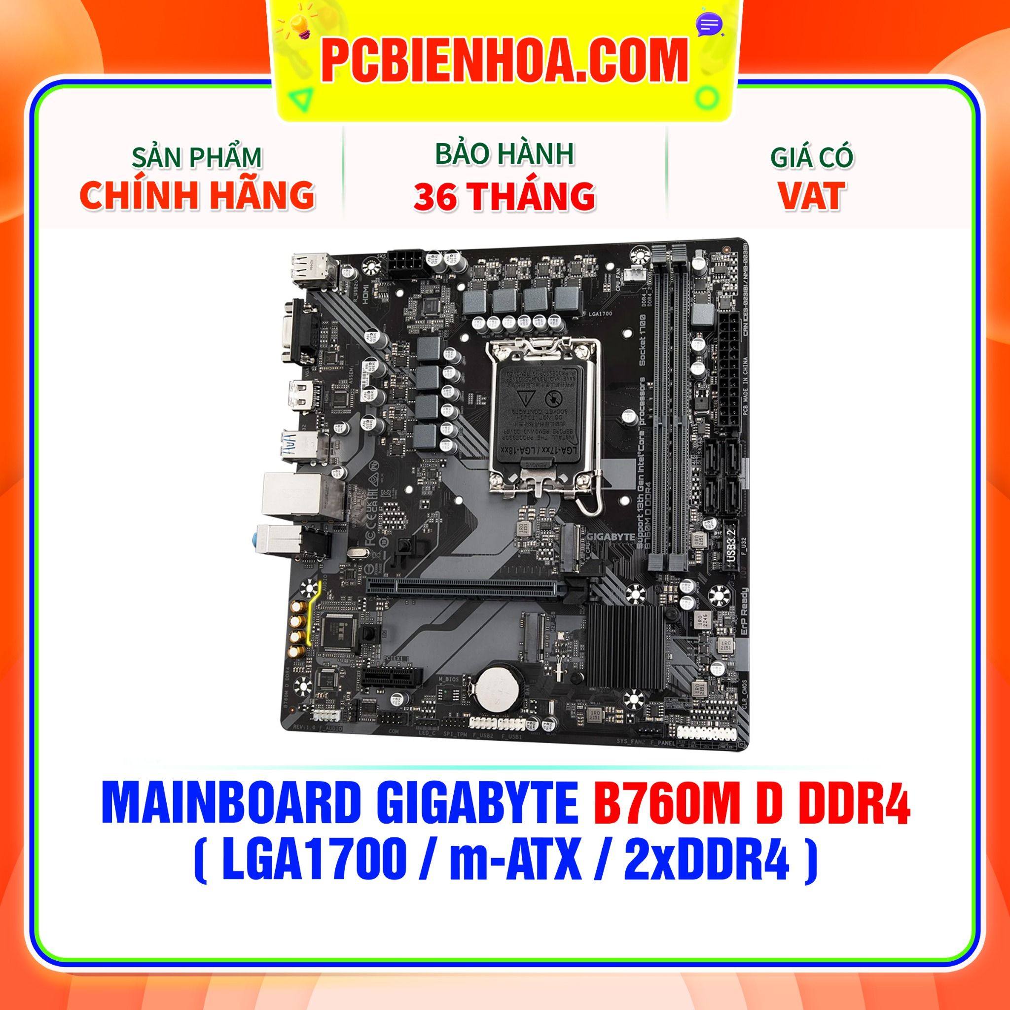  MAINBOARD GIGABYTE B760M D DDR4 ( LGA1700 / m-ATX / 2xDDR4 ) 