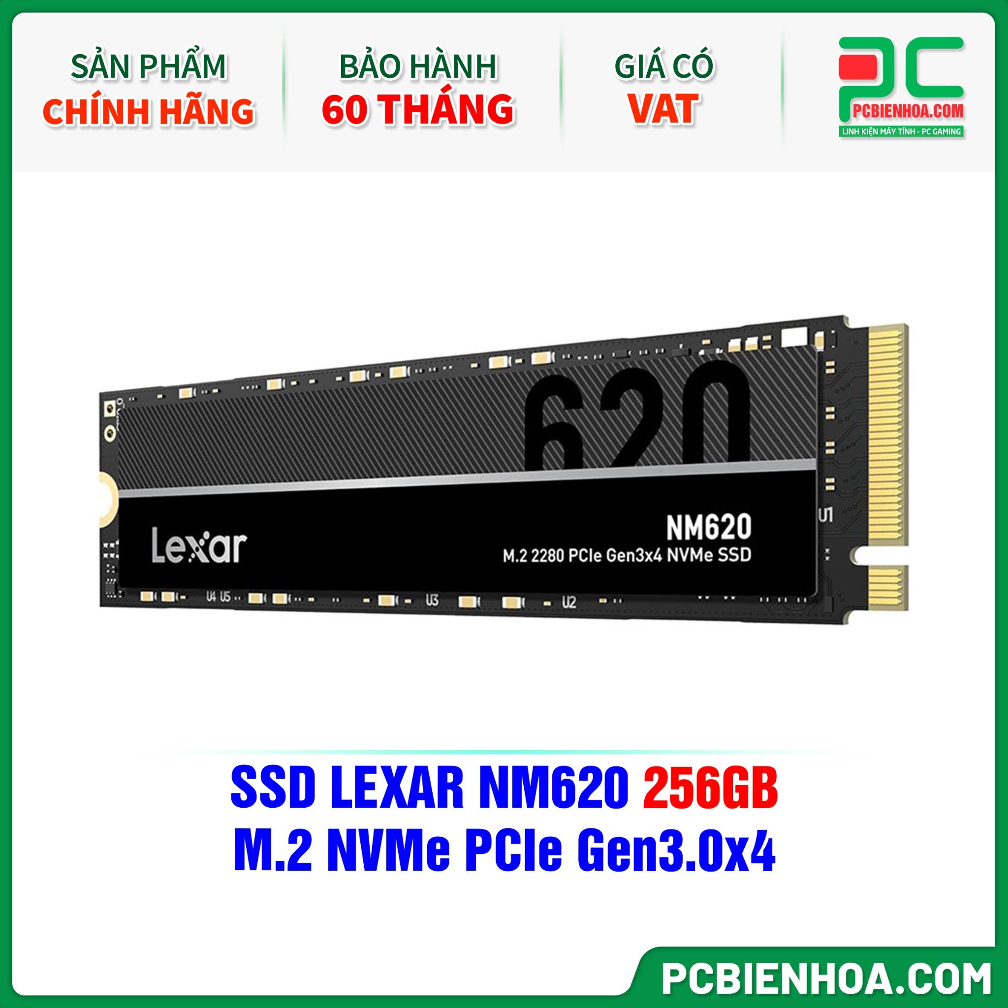 SSD LEXAR NM620 256GB - M.2 NVMe PCIe Gen3.0x4 (LNM620X256G-RNNNG)