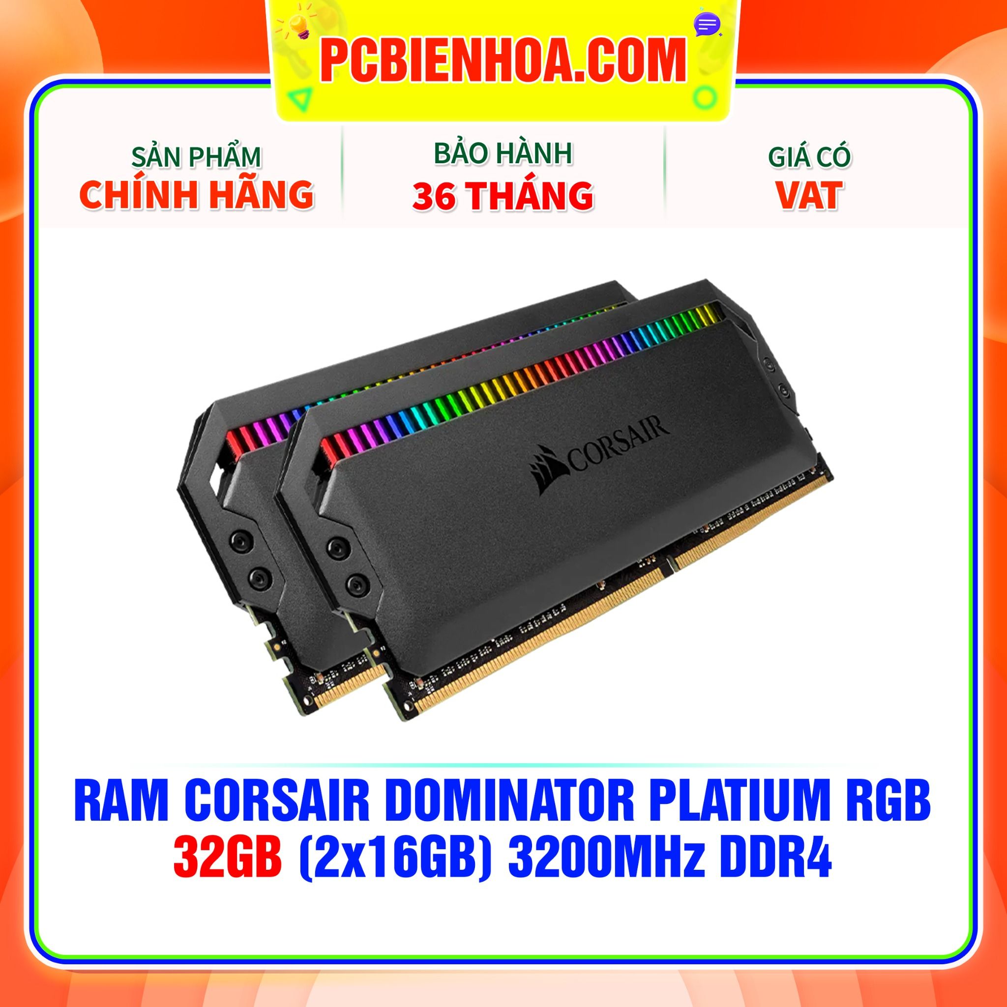  RAM CORSAIR DOMINATOR PLATIUM RGB 32GB (2x16GB) 3200Mhz DDR4 ( CMT32GX4M2E3200C16 ) 