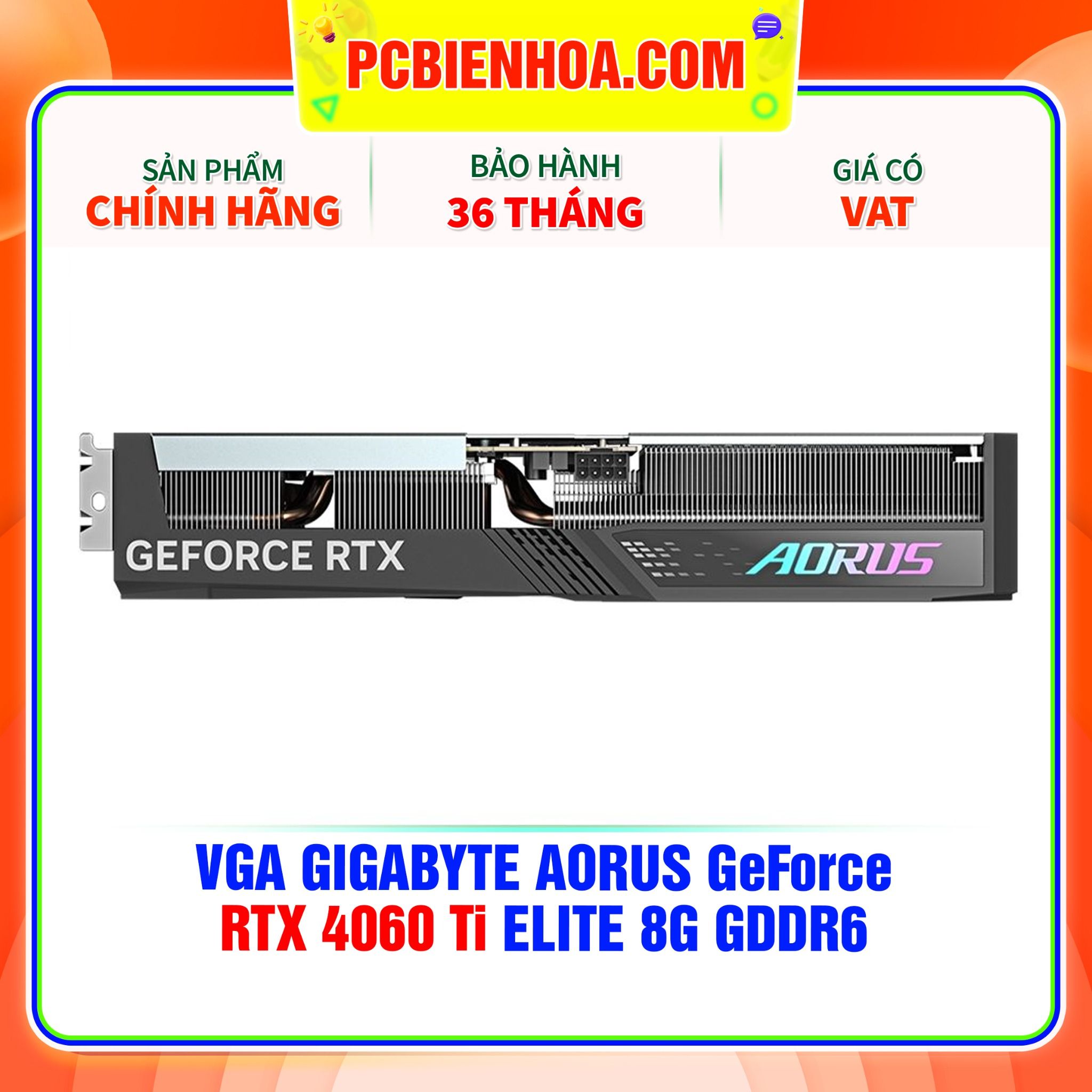  VGA GIGABYTE AORUS GeForce RTX 4060 Ti ELITE 8G GDDR6 (GV-N406TAORUS E-8GD) 