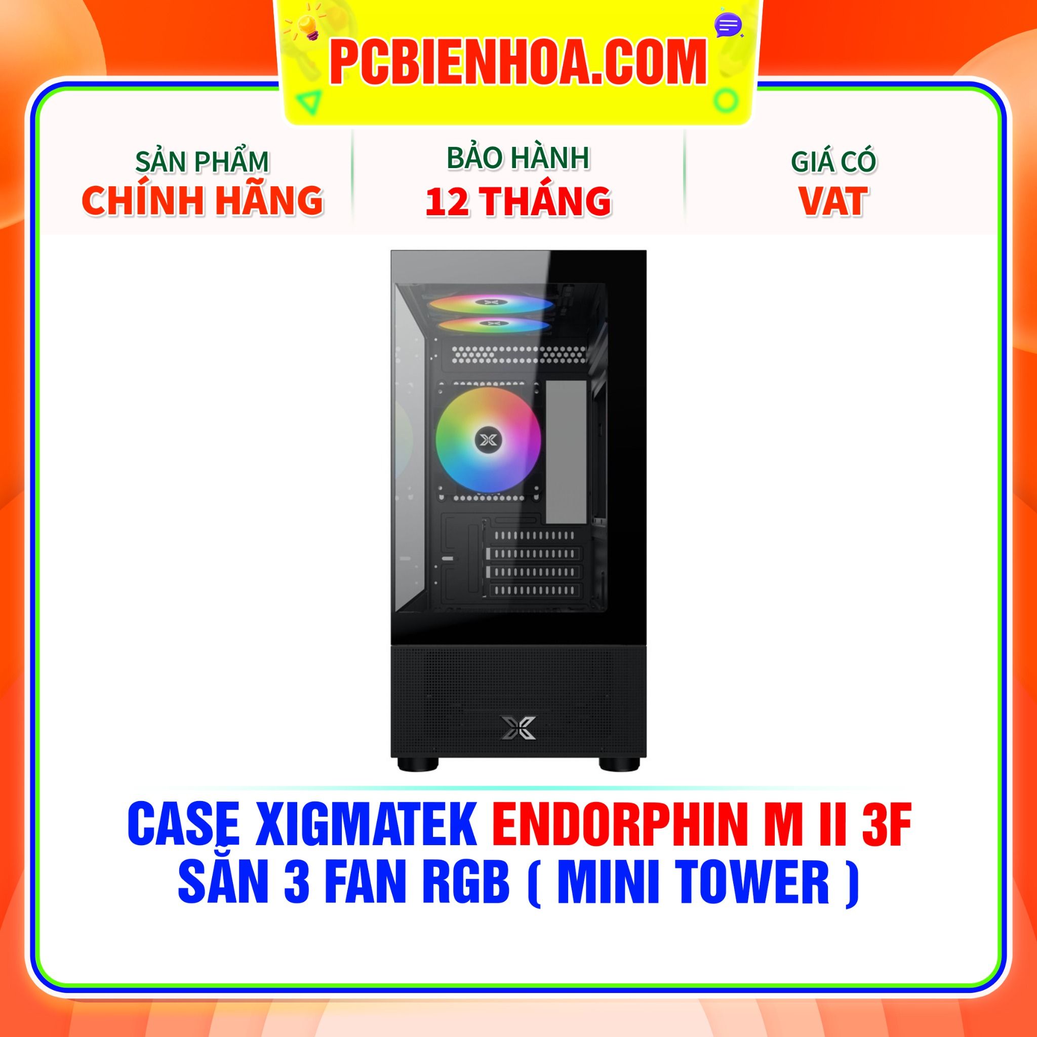  CASE XIGMATEK ENDORPHIN M II 3F - SẴN 3 FAN RGB ( MINI TOWER - EN42911 ) 