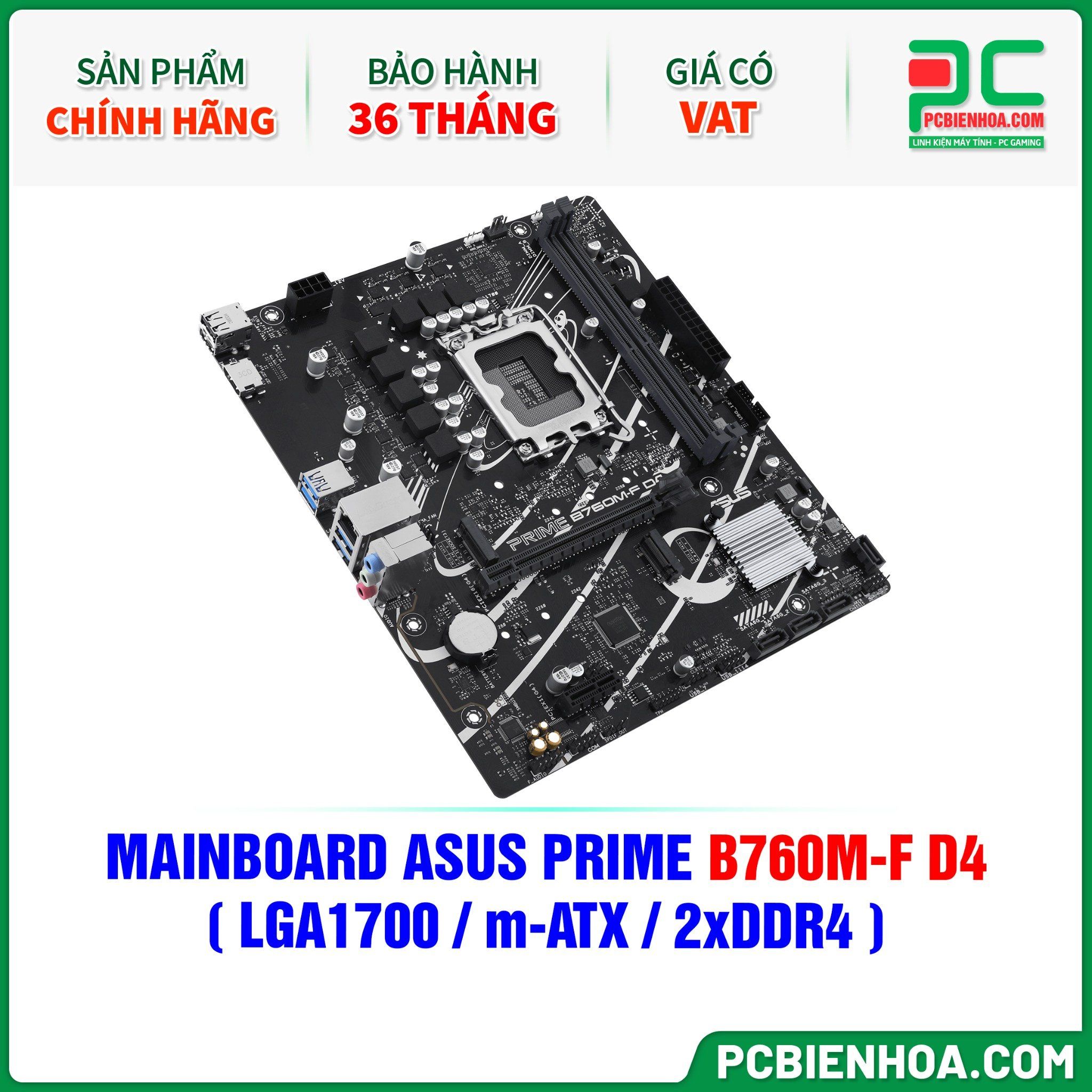 MAINBOARD ASUS PRIME B760M-F D4 ( LGA1700 / m-ATX / 2xDDR4 )