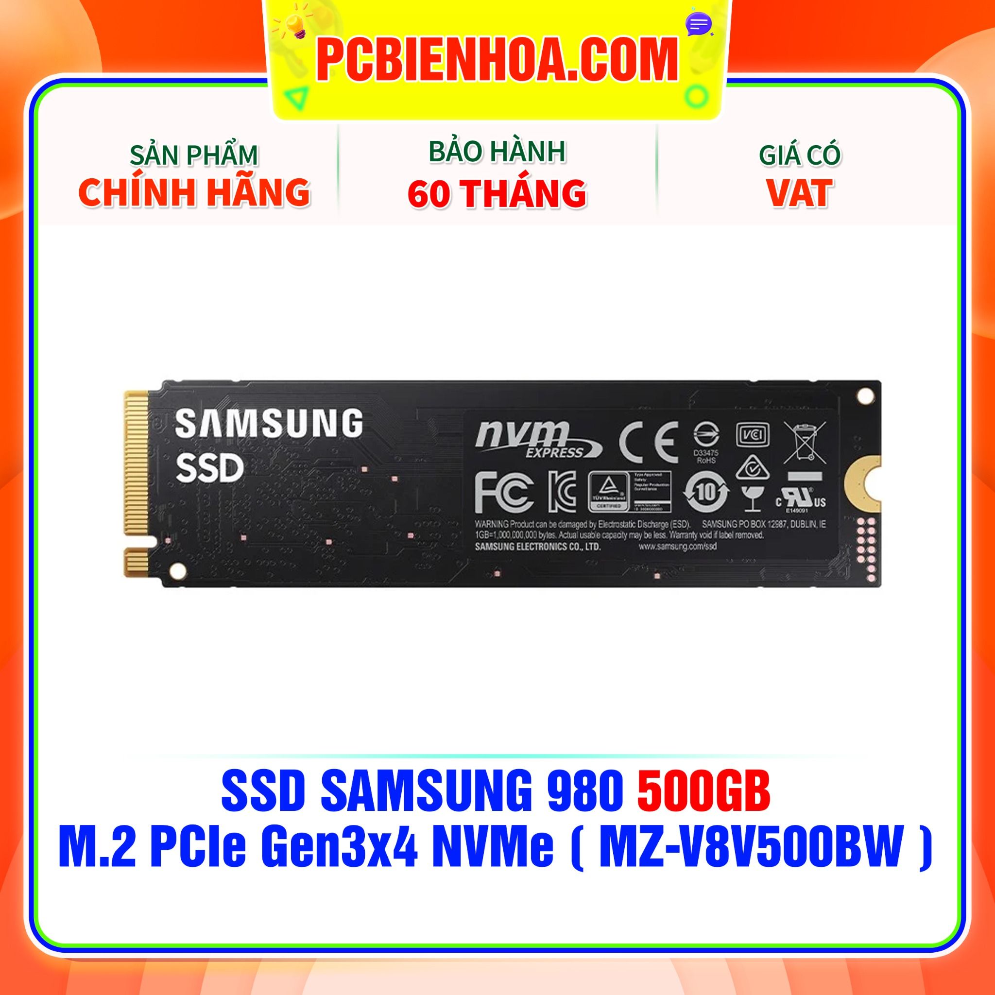  SSD SAMSUNG 980 500GB - M.2 PCIe Gen3x4 NVMe ( MZ-V8V500BW ) 