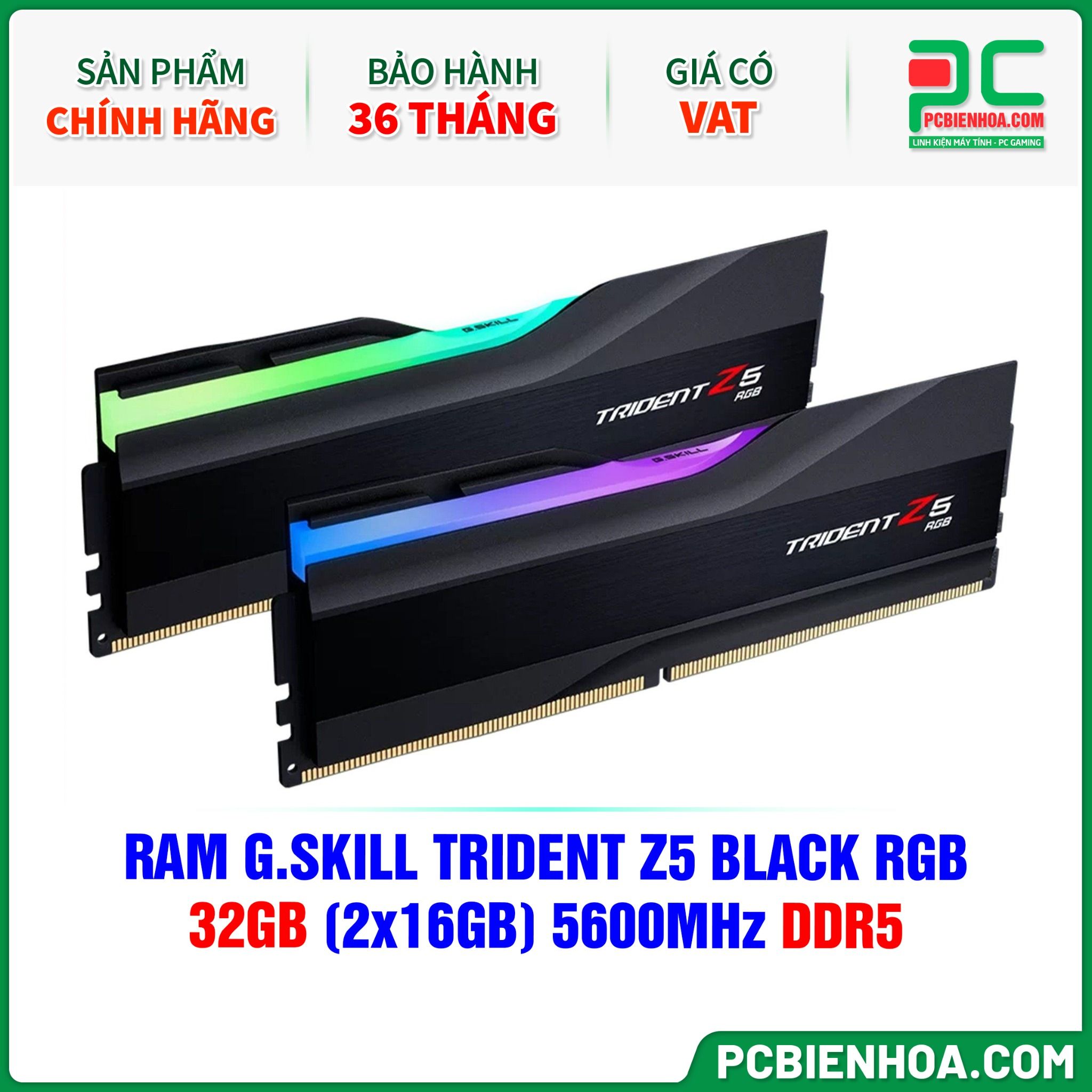 RAM G.SKILL TRIDENT Z5 BLACK RGB - 32GB (2x16GB) 5600MHz DDR5 (F5-5600J4040C16GX2-TZ5RK)