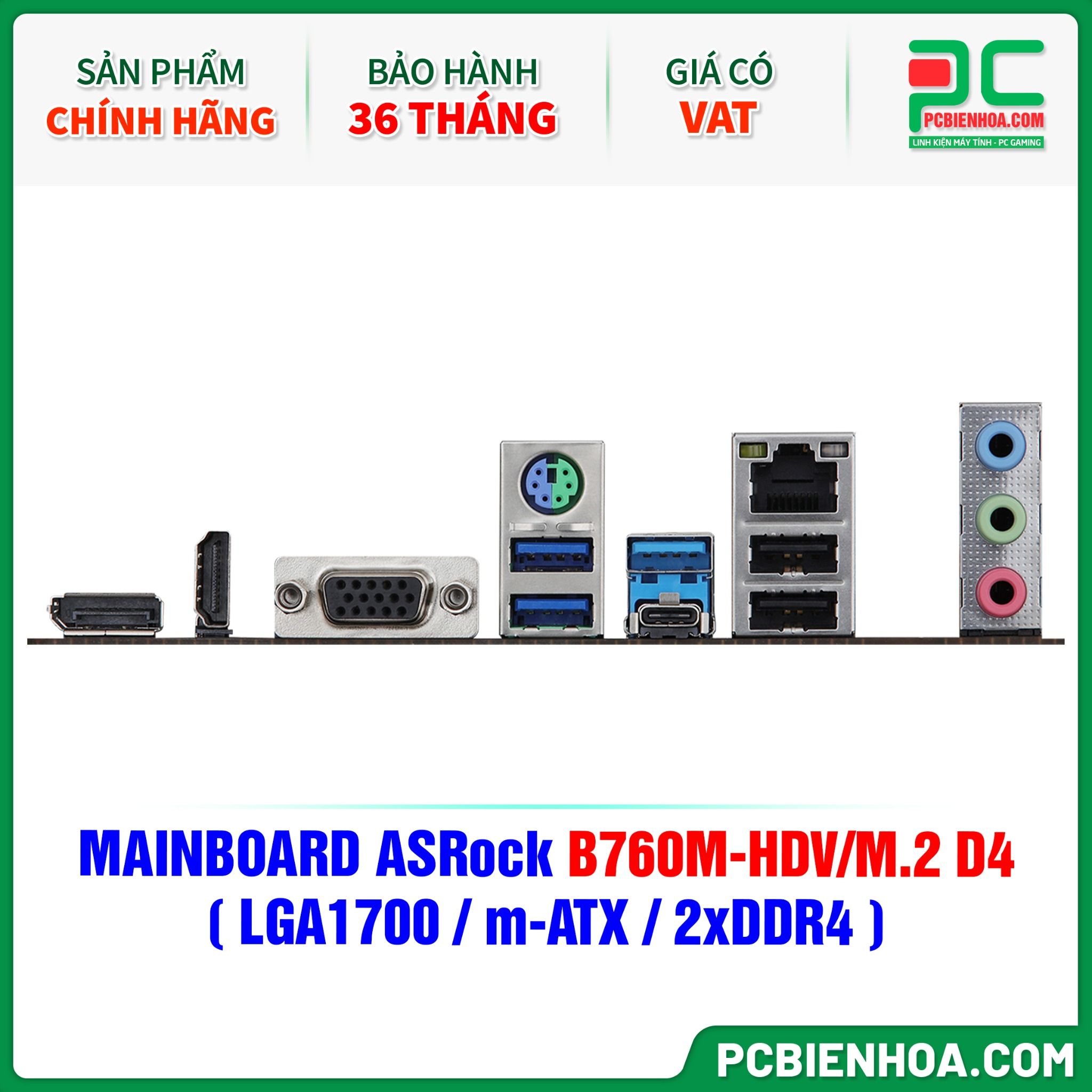 MAINBOARD ASRock B760M-HDV/M.2 D4 ( LGA1700 / m-ATX / 2xDDR4 )