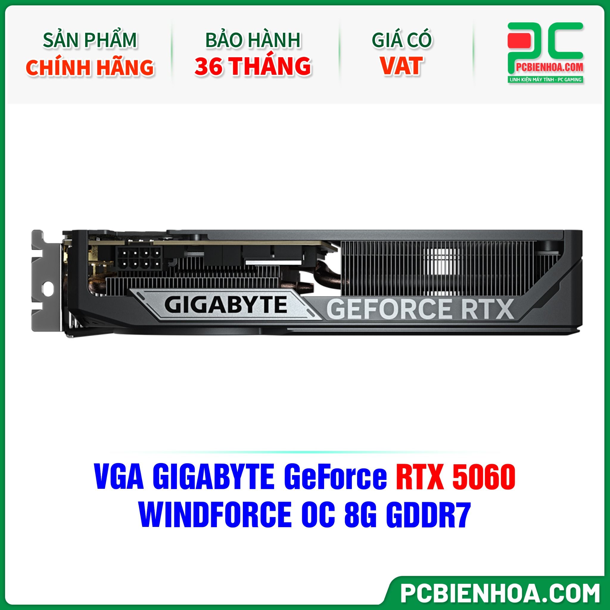 VGA GIGABYTE GeForce RTX 5060 WINDFORCE OC 8G GDDR7 (GV-N5060WF2OC-8GD)