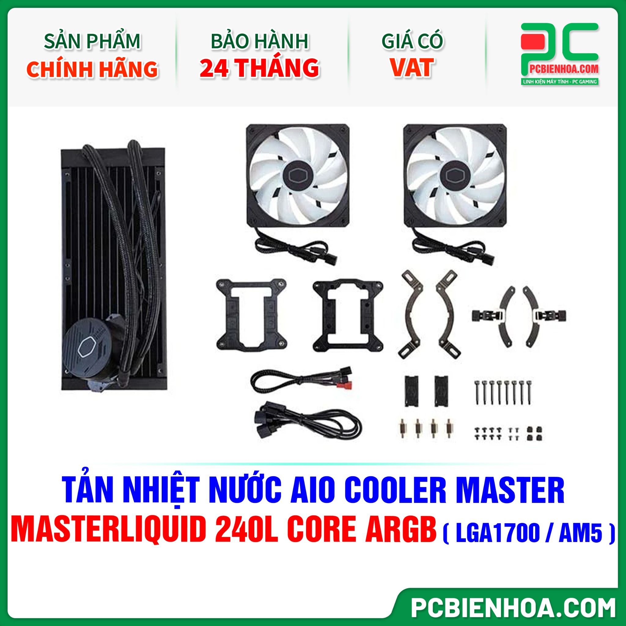 TẢN NHIỆT NƯỚC AIO COOLER MASTER MASTERLIQUID 240L CORE ARGB ( HỖ TRỢ SOCKET LGA1700 / AM5 )
