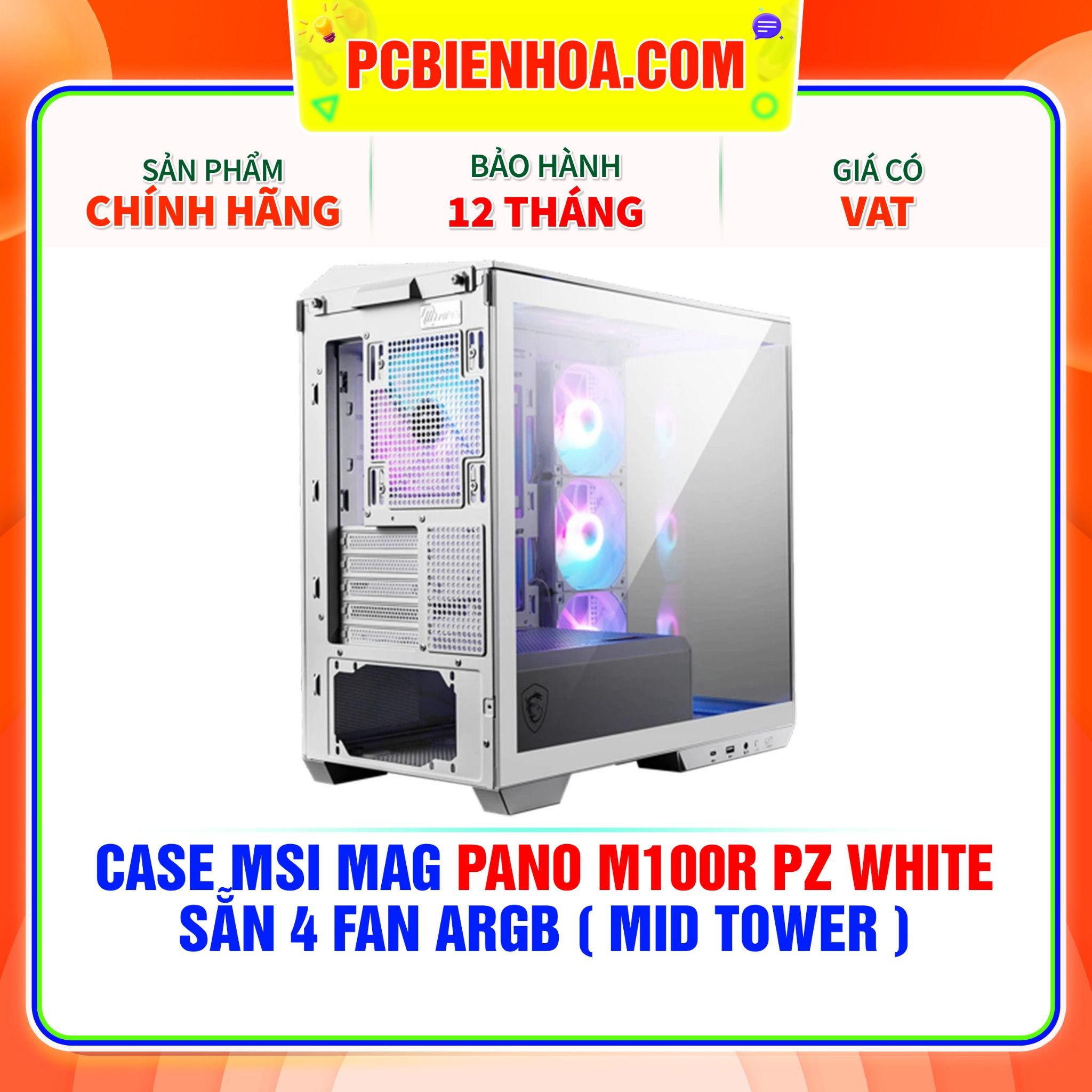  CASE MSI MAG PANO M100R PZ WHITE - SẴN 4 FAN ARGB ( MID TOWER ) 