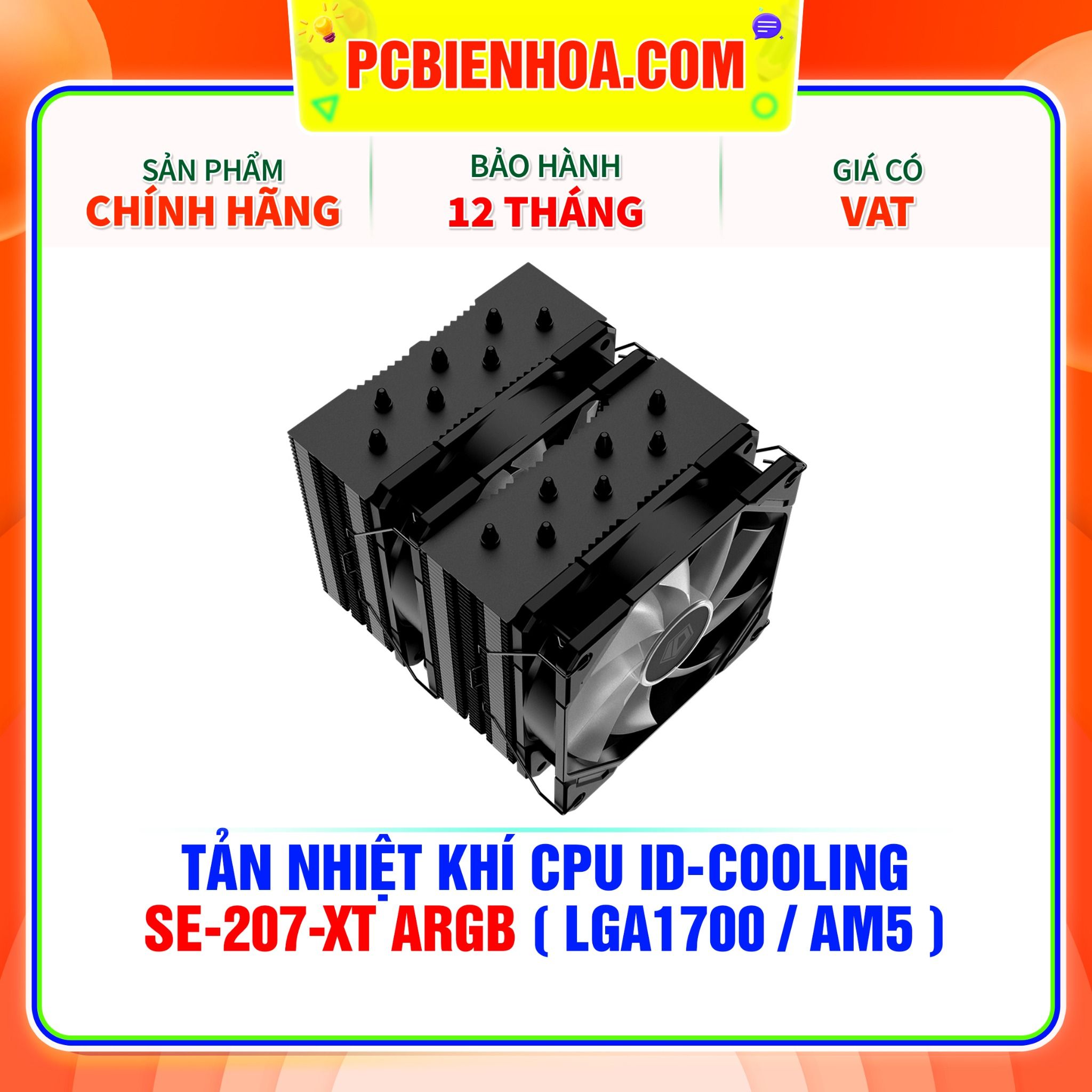  TẢN NHIỆT KHÍ CPU ID-COOLING SE-207-XT ARGB BLACK ( HỖ TRỢ SOCKET LGA1700 / AM5 ) 