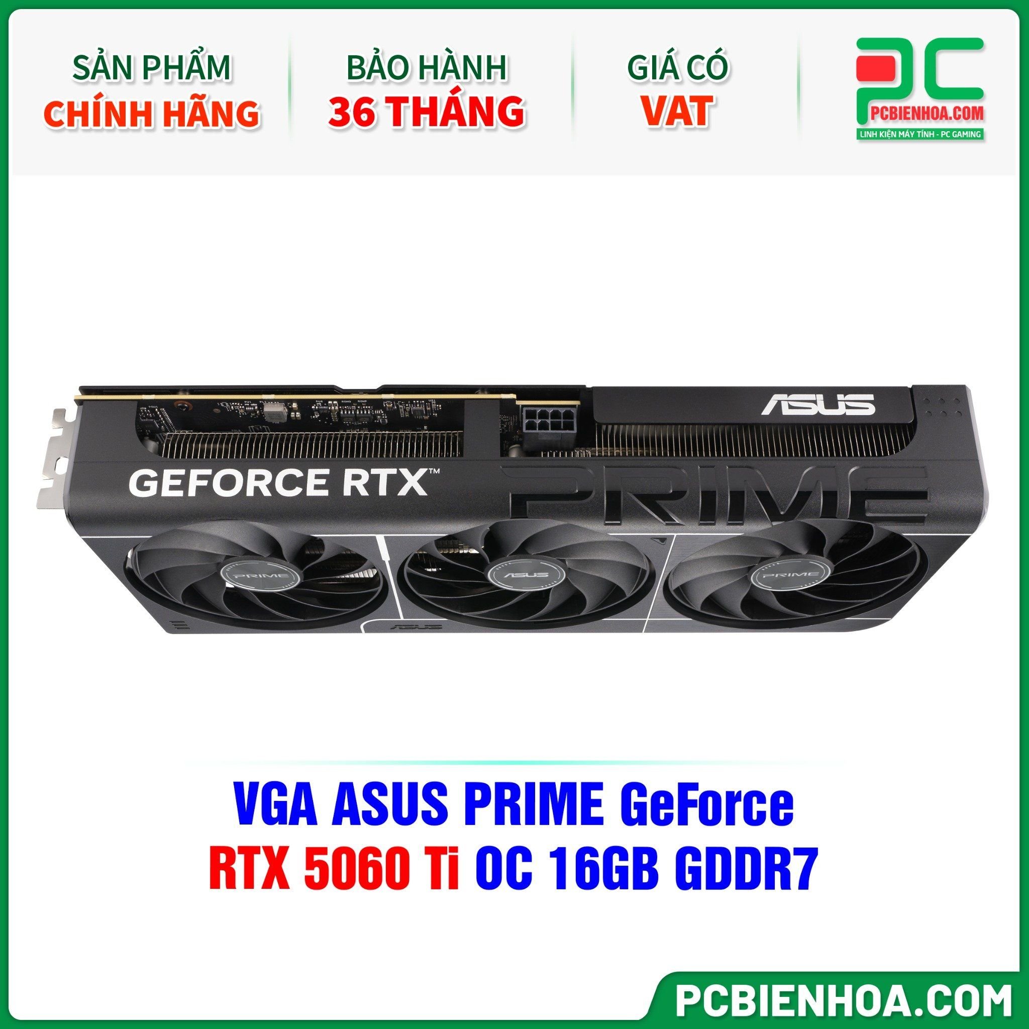 VGA ASUS PRIME GeForce RTX 5060 Ti OC 16GB GDDR7 (PRIME-RTX5060TI-O16G)
