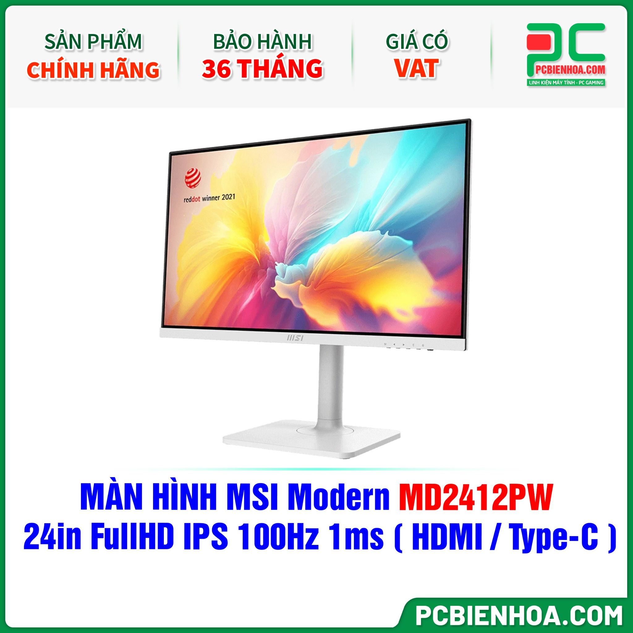 MÀN HÌNH MSI Modern MD2412PW TRẮNG - 24in FullHD IPS 100Hz 1ms ( HDMI / USB Type-C )