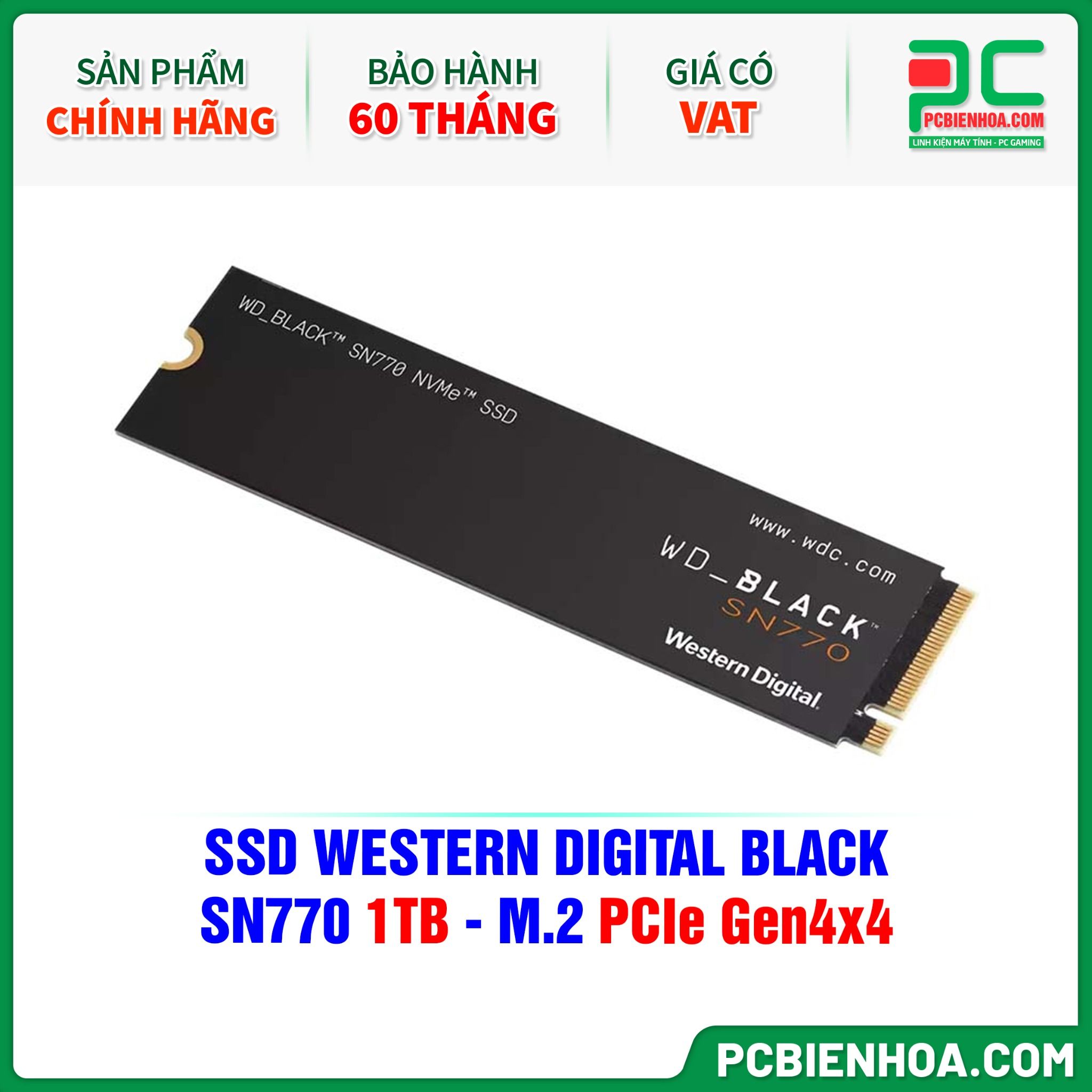 SSD WESTERN DIGITAL BLACK SN770 1TB - M.2 PCIe Gen4x4 ( WDS100T3X0E )