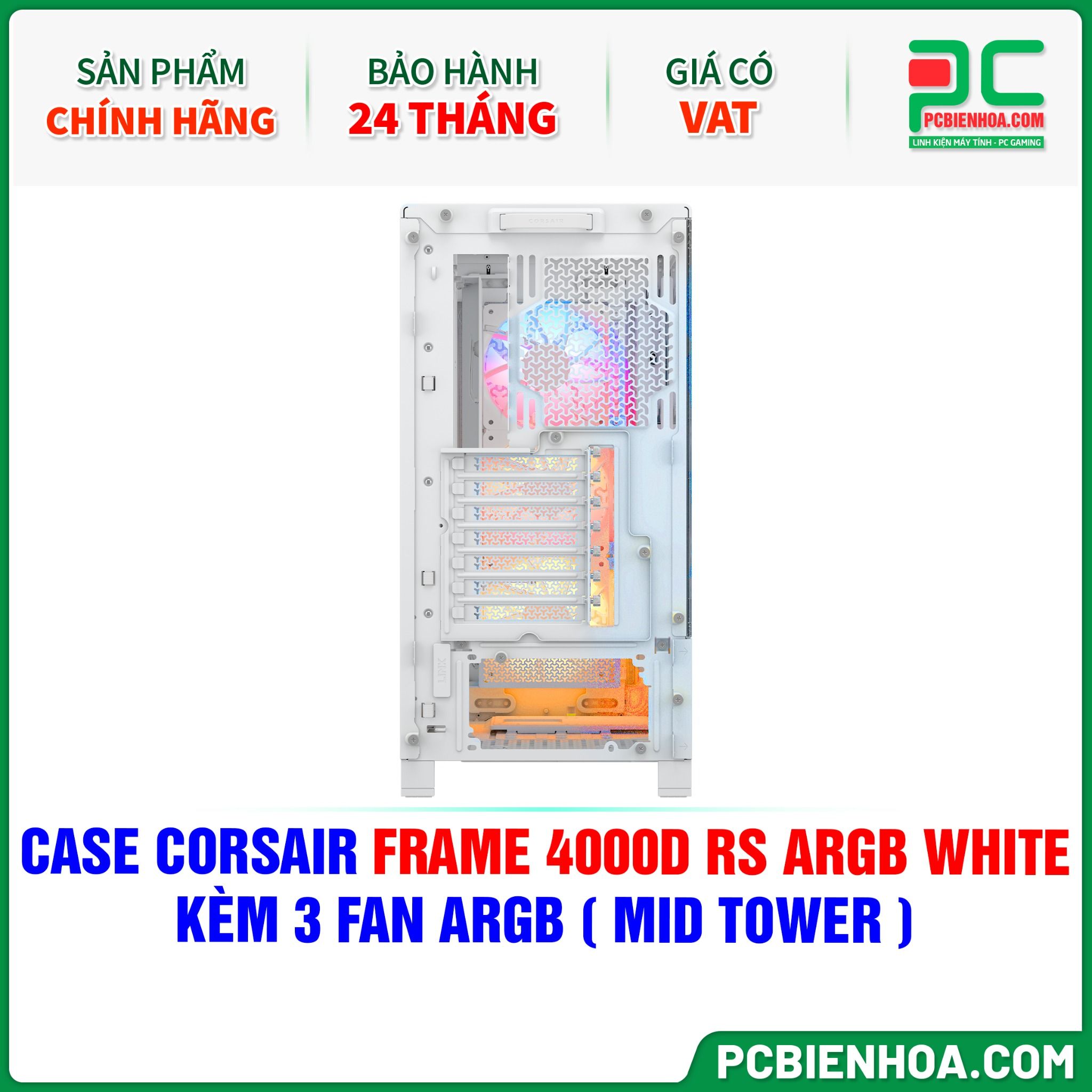 CASE CORSAIR FRAME 4000D RS ARGB WHITE - KÈM 3 FAN ARGB ( MID TOWER )