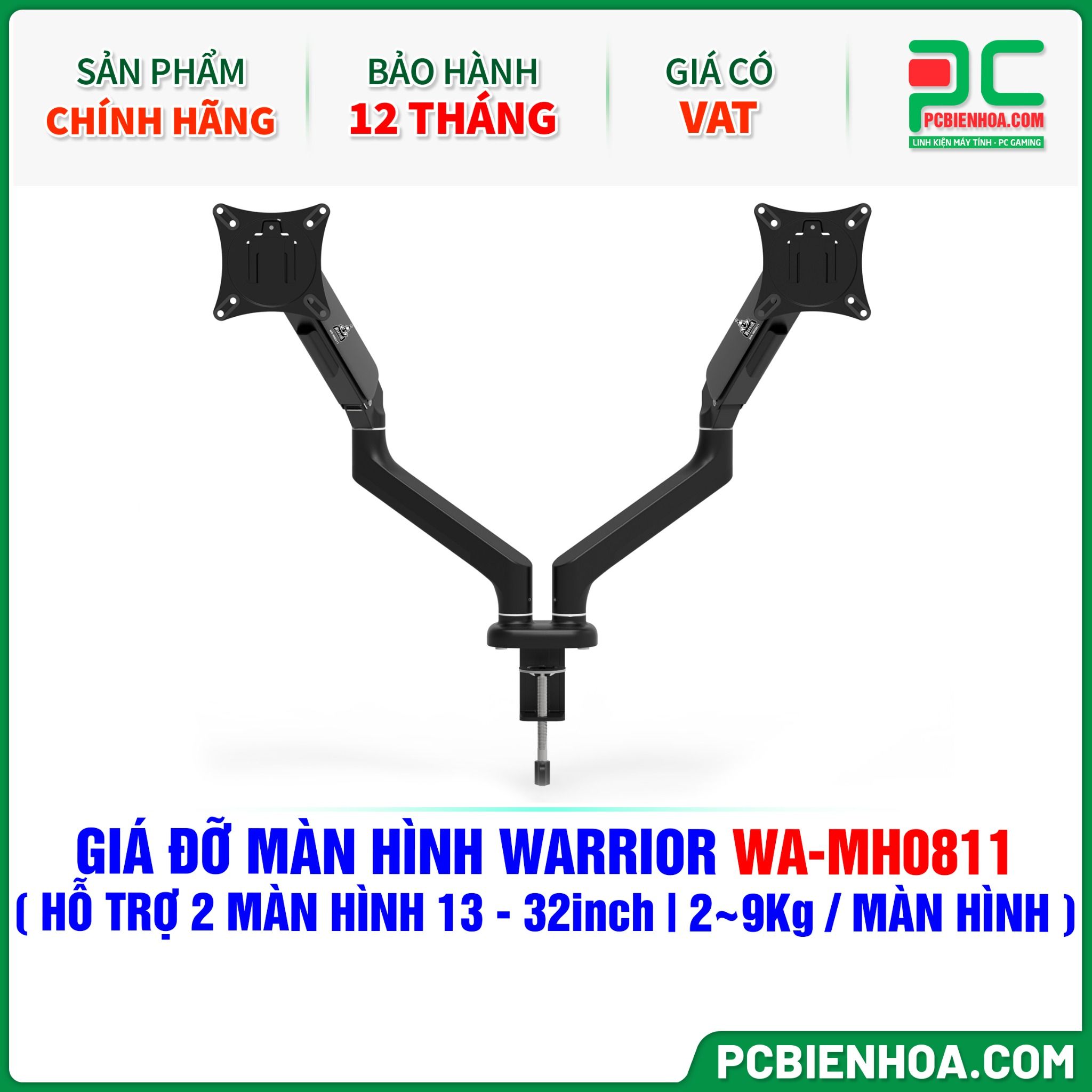 GIÁ ĐỠ MÀN HÌNH ( ARM ) WARRIOR WA-MH0811 ( HỖ TRỢ MÀN HÌNH 13 - 32inch / 2~9Kg MỖI MÀN HÌNH )