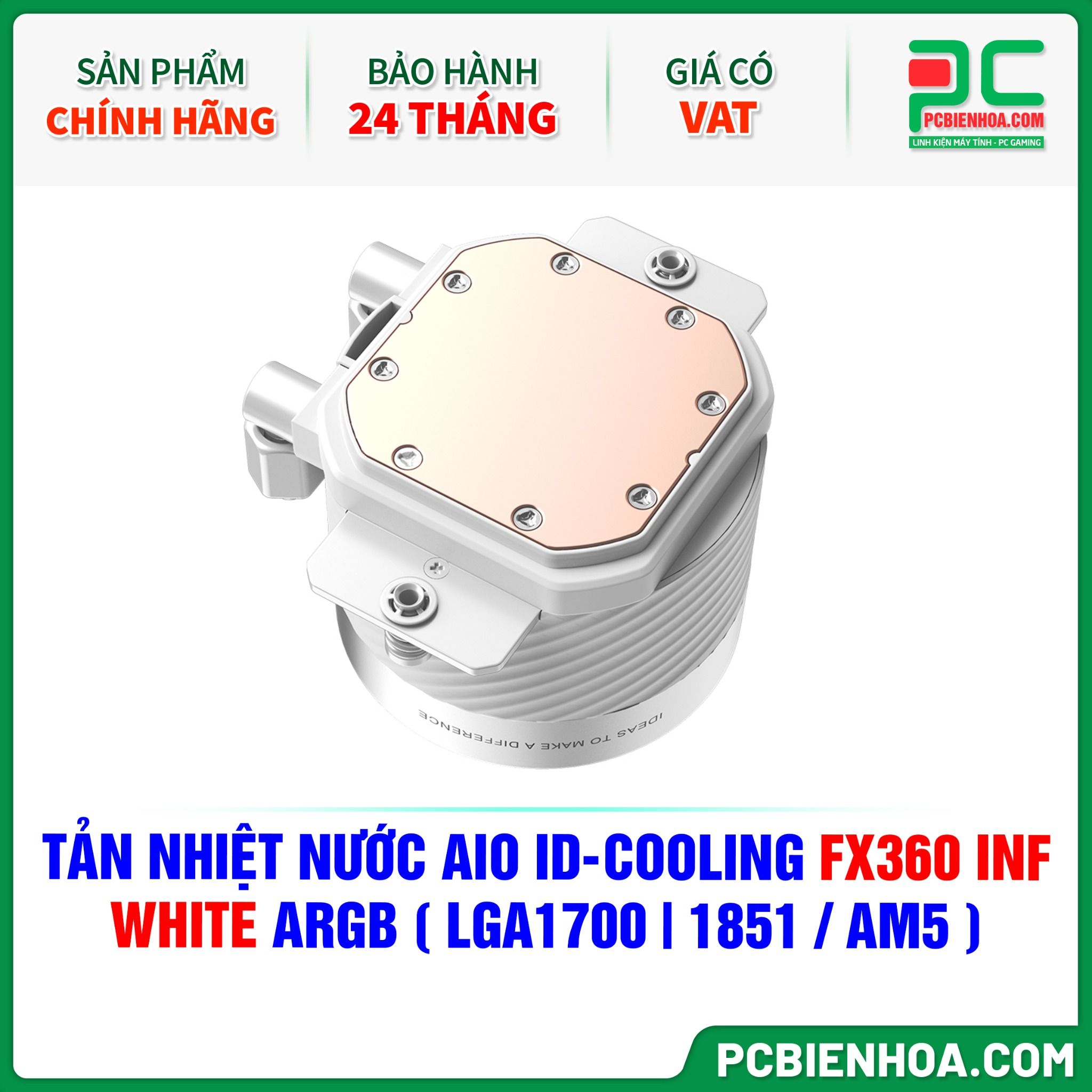 TẢN NHIỆT NƯỚC AIO ID-COOLING FX360 INF WHITE ARGB ( HỖ TRỢ SOCKET LGA1700|1851 / AM5 )