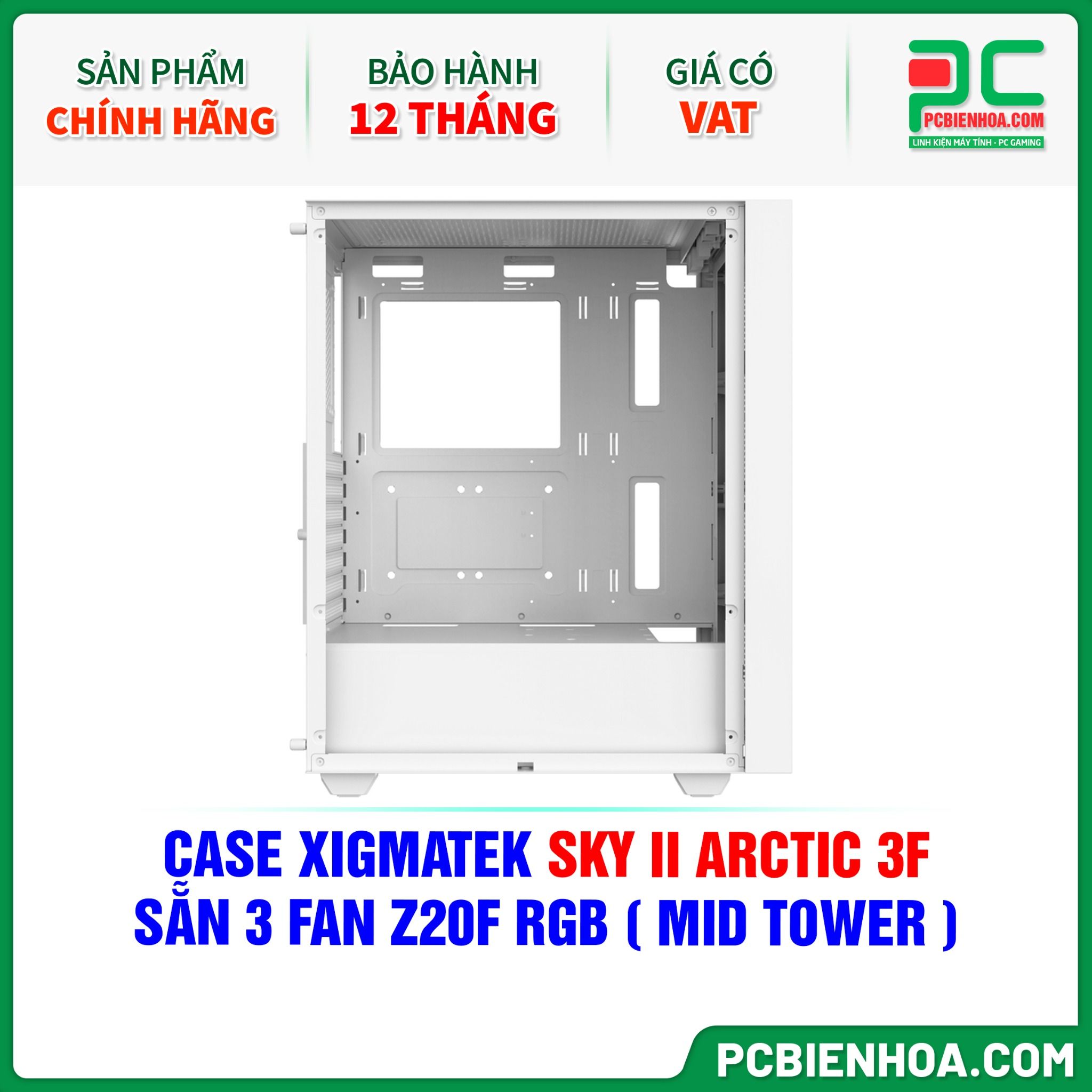 CASE XIGMATEK SKY II ARCTIC 3F - SẴN 3 FAN Z20F RGB ( MID TOWER - EN44205 )