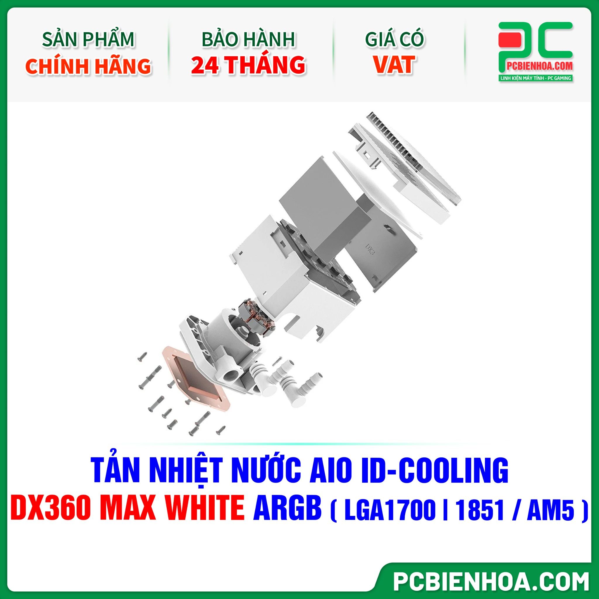 TẢN NHIỆT NƯỚC AIO ID-COOLING DX360 MAX WHITE ARGB ( HỖ TRỢ SOCKET LGA1700|1851 / AM5 )