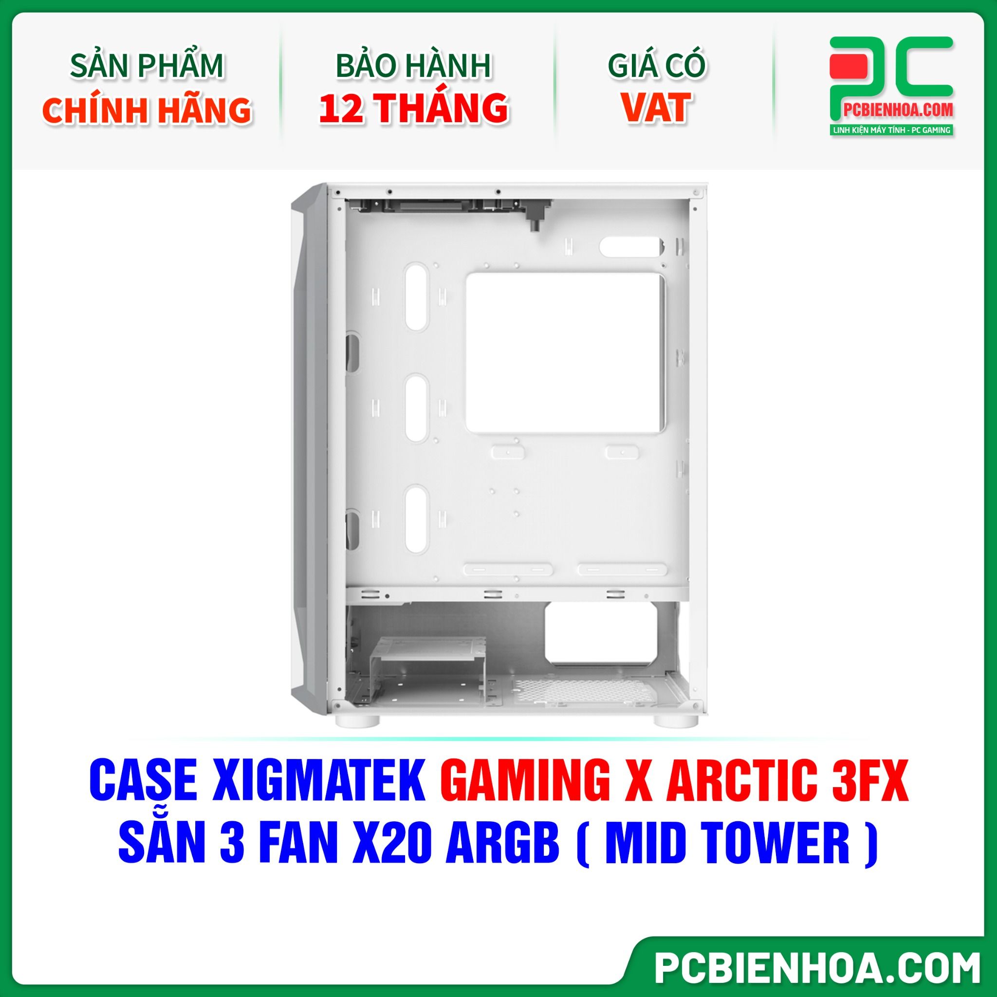 THANH LÝ - CASE XIGMATEK GAMING X ARCTIC 3FX - SẴN 3 FAN X20 ARGB ( MID TOWER )