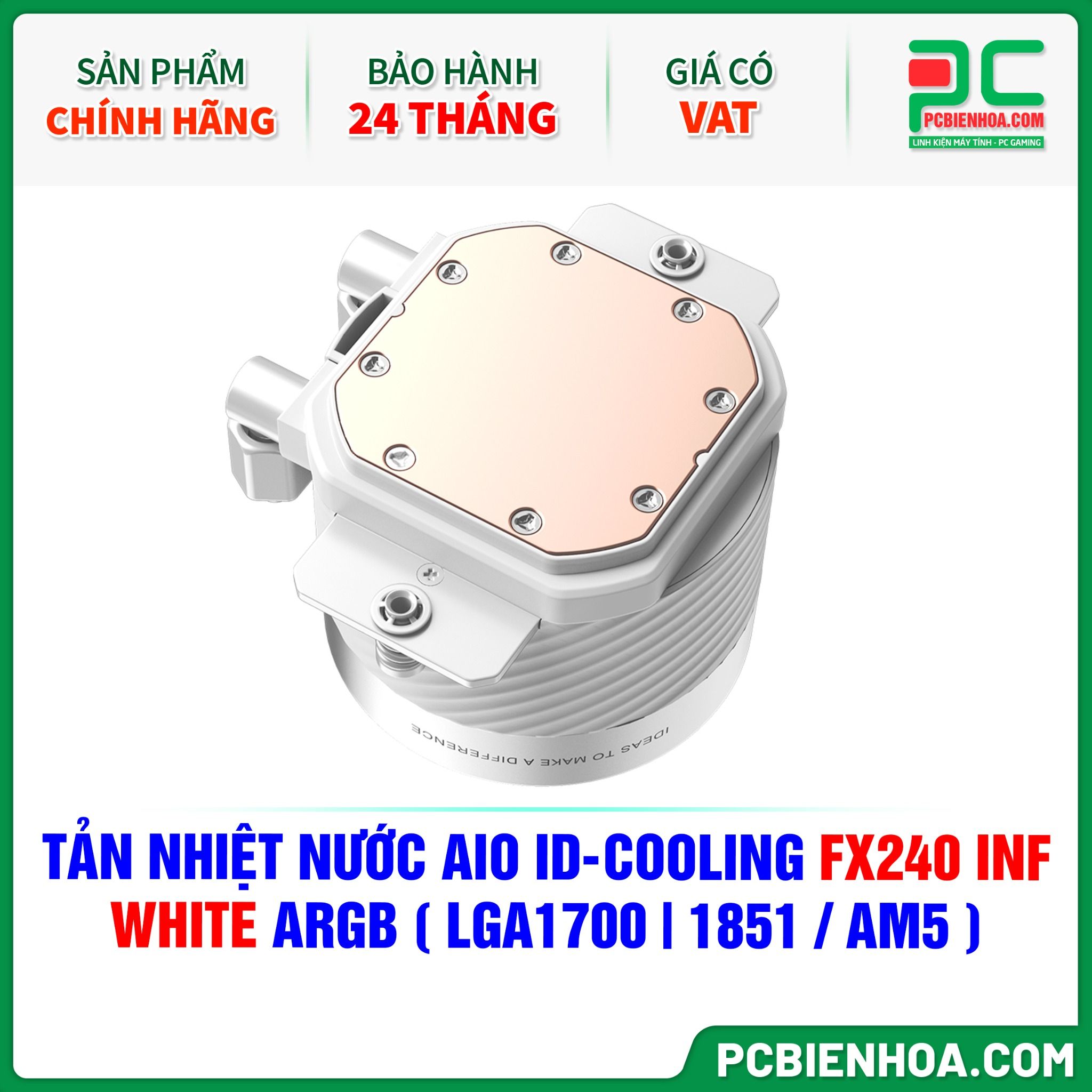 TẢN NHIỆT NƯỚC AIO ID-COOLING FX240 INF WHITE ARGB ( HỖ TRỢ SOCKET LGA1700|1851 / AM5 )
