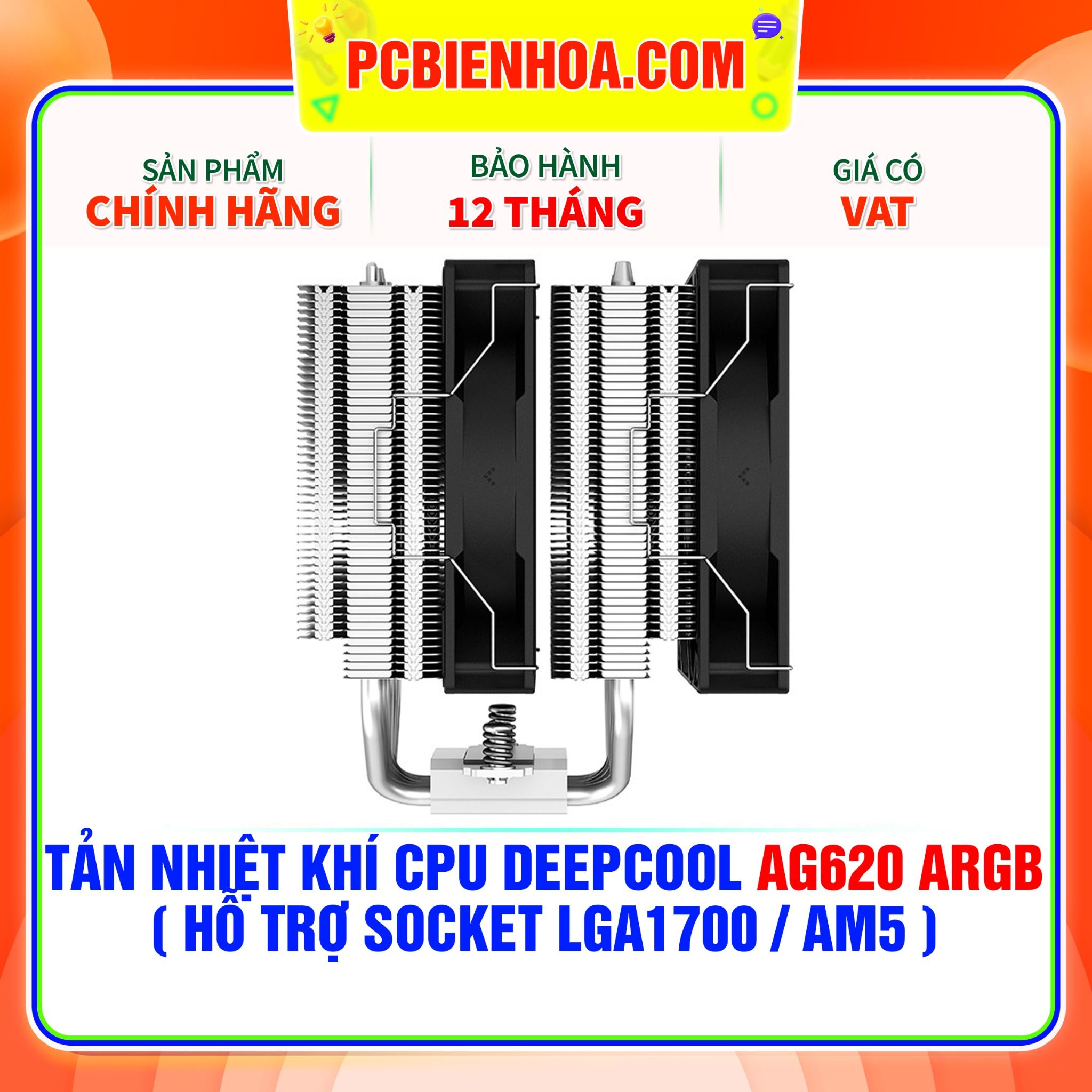  TẢN NHIỆT KHÍ CPU DEEPCOOL AG620 ARGB ( HỖ TRỢ SOCKET LGA1700 / AM5 ) 